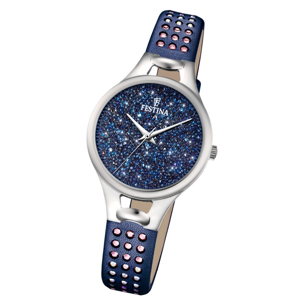 Festina Damen Armbanduhr F20407/2 Zirkonias Edelstahl blau UF20407/2
