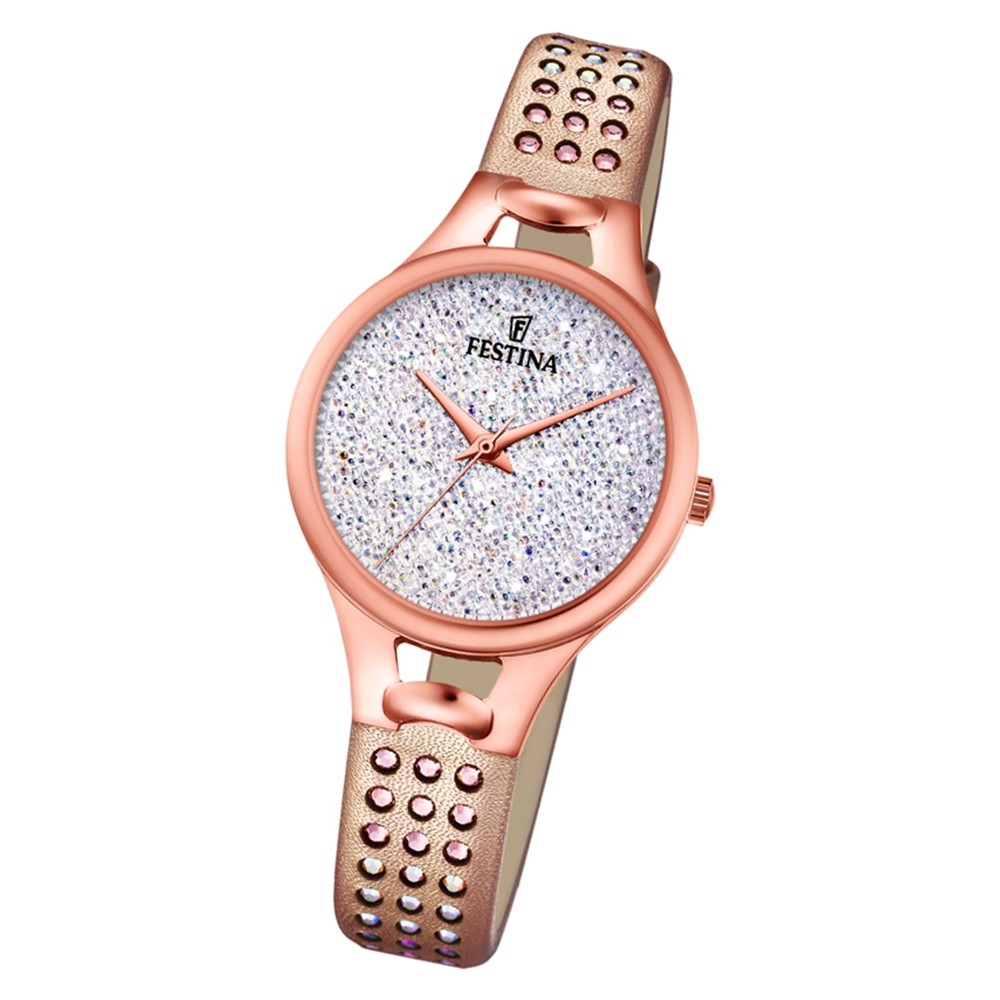 Festina Damen Armbanduhr F20408/1 Zirkonias Edelstahl rose UF20408/1