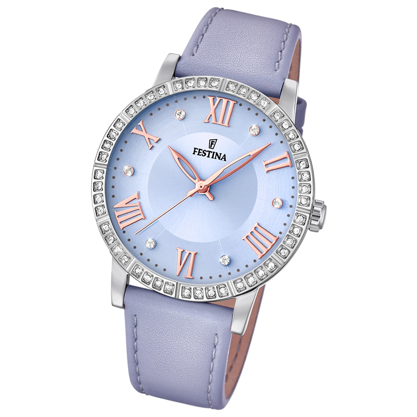 Festina Damen Armbanduhr Boyfriend F20412/3 Quarz Leder hellblau UF20412/3