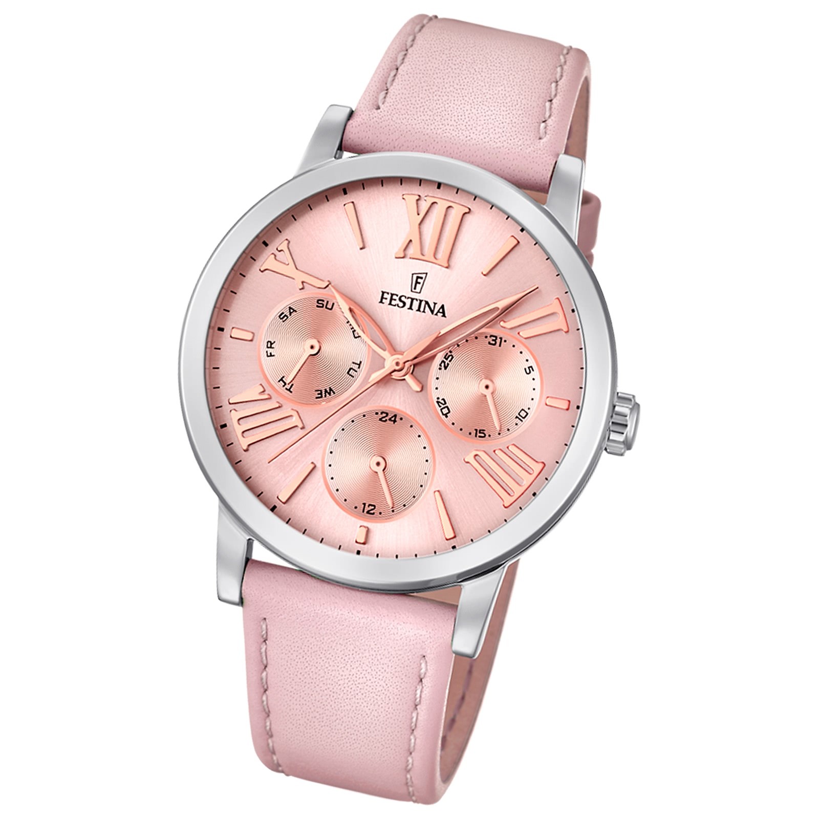 Festina Damen Armbanduhr Boyfriend F20415/2 Quarz Leder pink UF20415/2