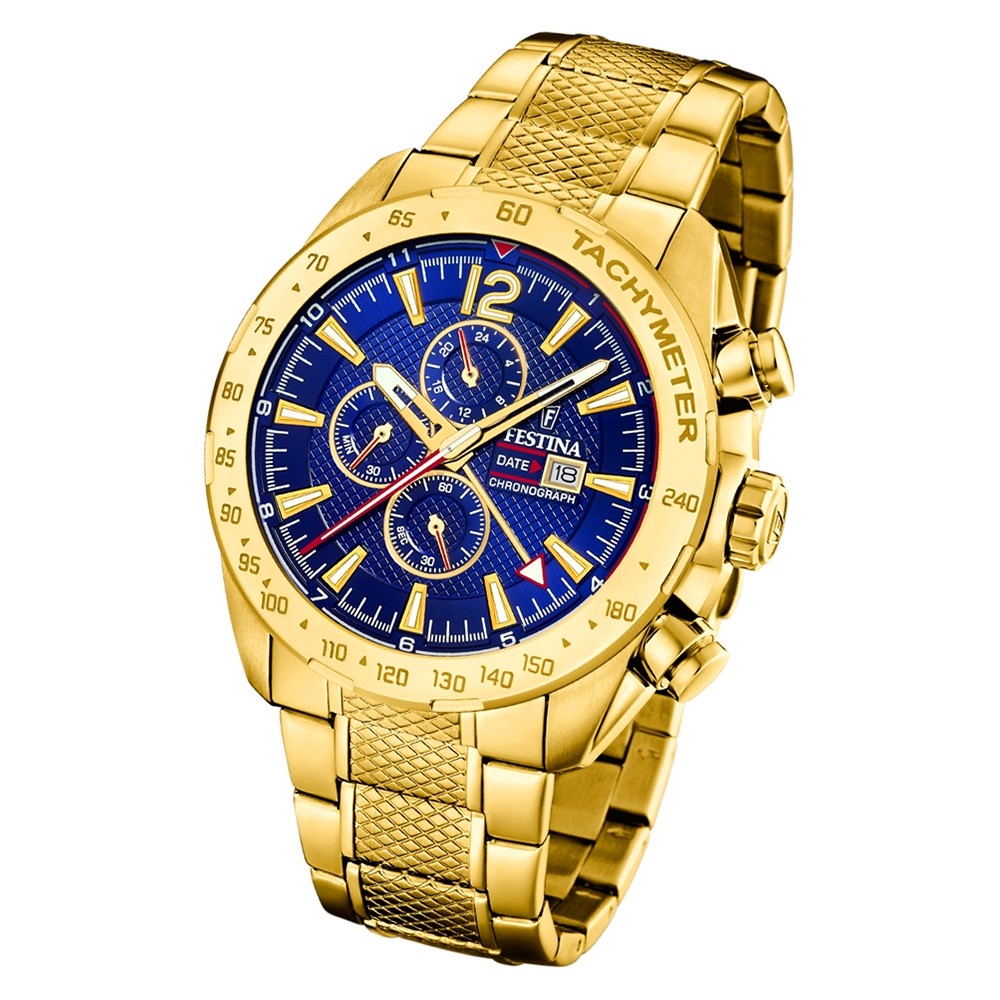 Festina Herren Armbanduhr Prestige F20441/2 Quarz Edelstahl gold UF20441/2