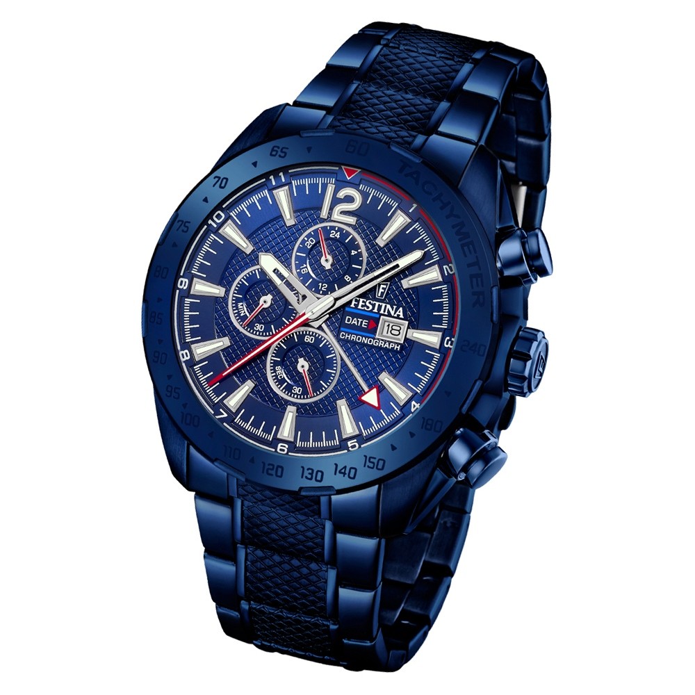 Festina Herren Armbanduhr Prestige F20442/1 Quarz Edelstahl blau UF20442/1