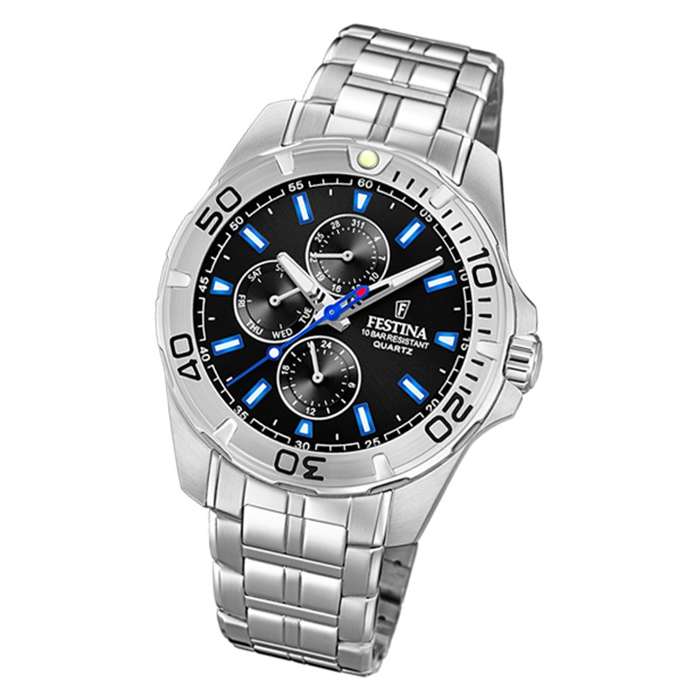 Super saisonale Artikel kommen nacheinander an Festina Herren Armbanduhr Multifunktion UF20445/6 Edelstahl silber F20445/6