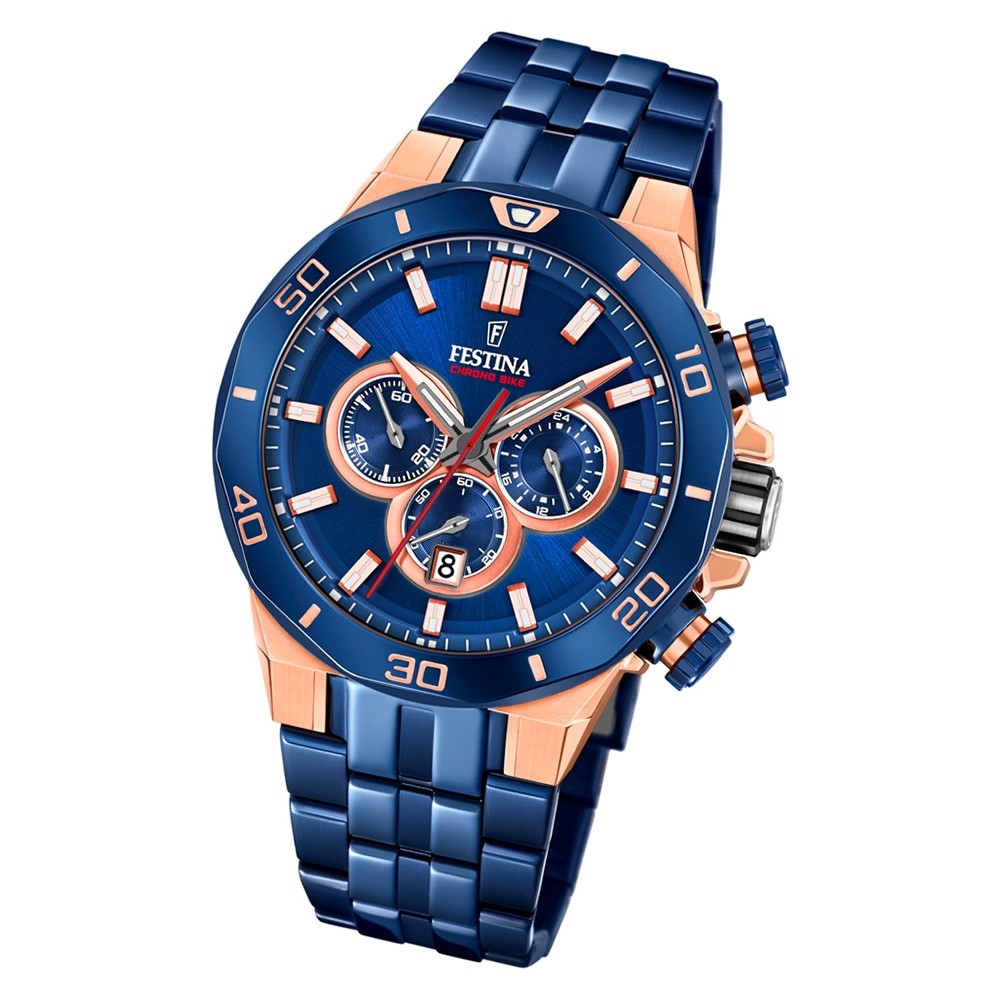 Festina Herren Armbanduhr Chrono Bike F20452/1 Quarz Edelstahl blau UF20452/1