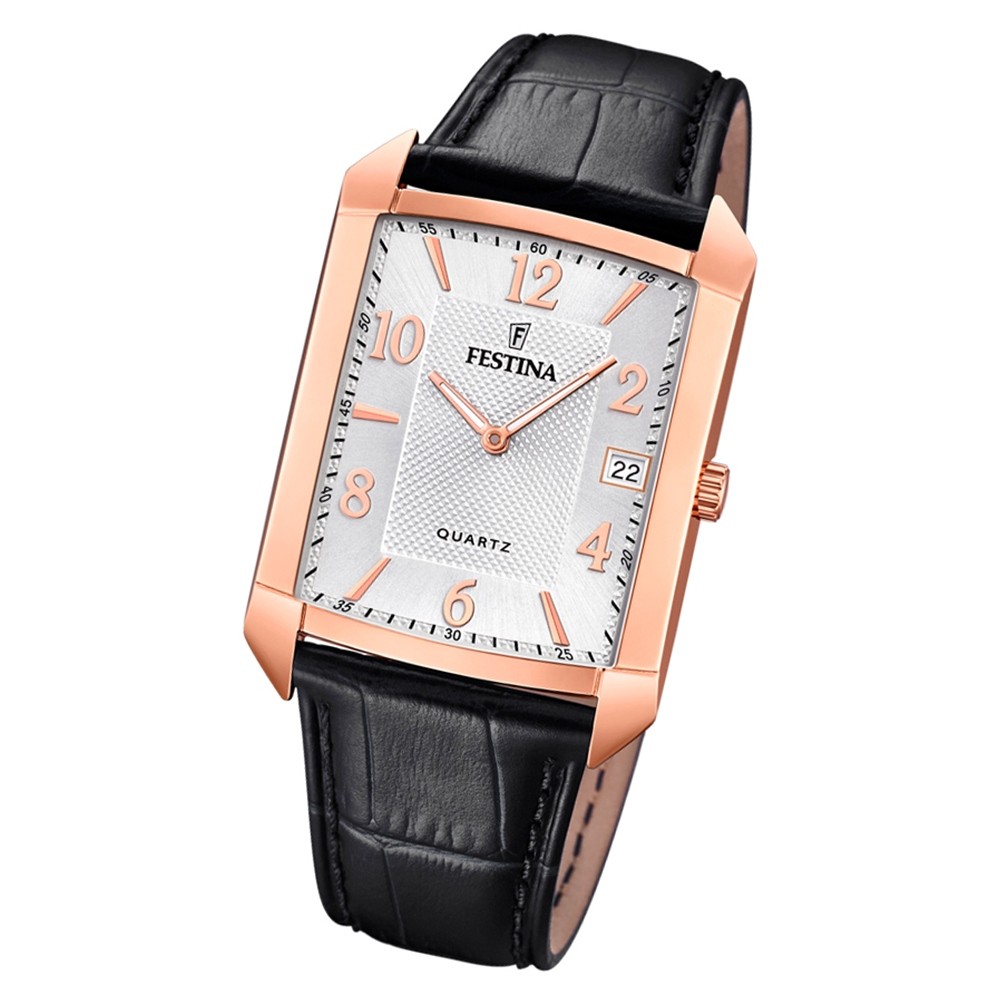 Festina Herren Armbanduhr Klassik F20465/1 Quarz Leder schwarz UF20465/1