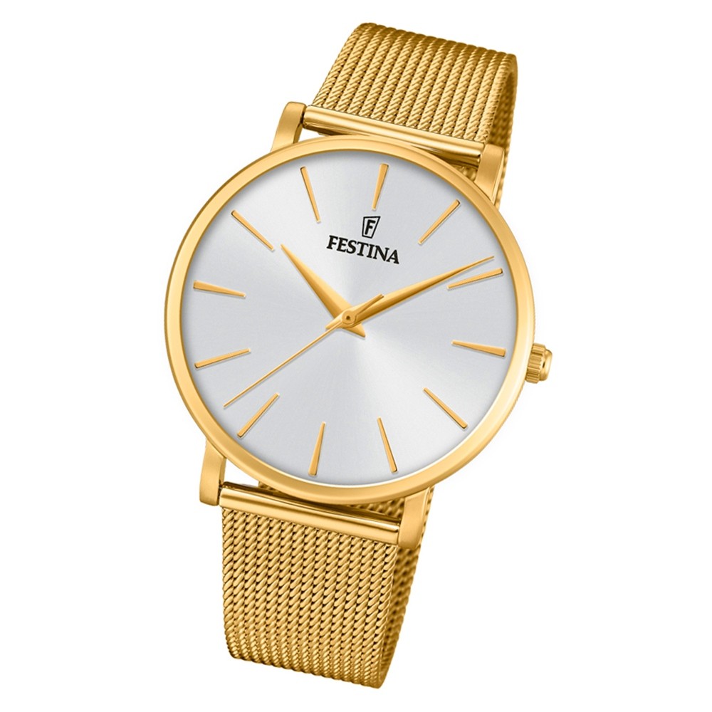 Festina Damen Armbanduhr Ladies Classic F20476/1 Quarz Edelstahl gold UF20476/1