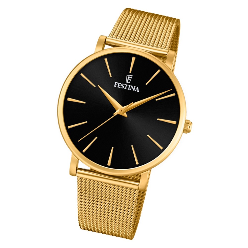 Festina Damen Armbanduhr Ladies Classic F20476/2 Quarz Edelstahl gold UF20476/2