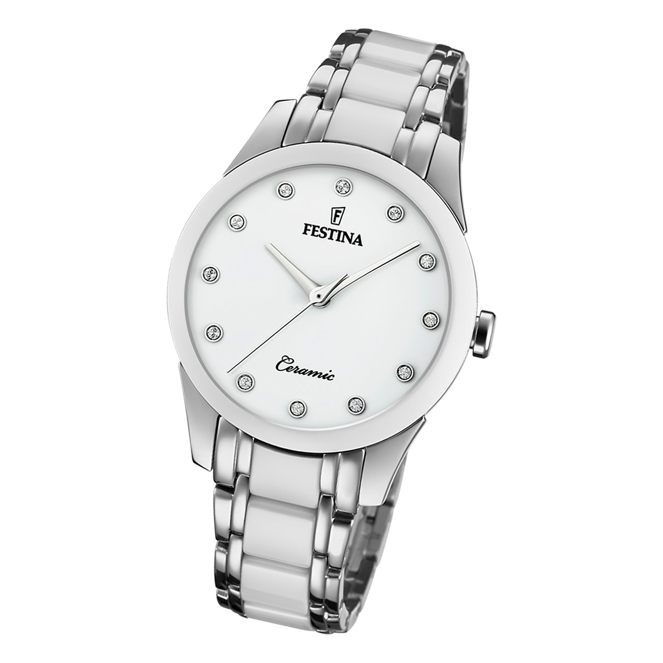 Festina Damen Armbanduhr F20499/1 Edelstahl Keramik silber weiß UF20499/1