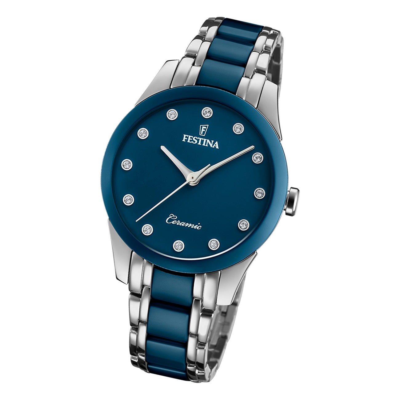 Festina Damen Armbanduhr F20499/2 Edelstahl Keramik silber blau UF20499/2