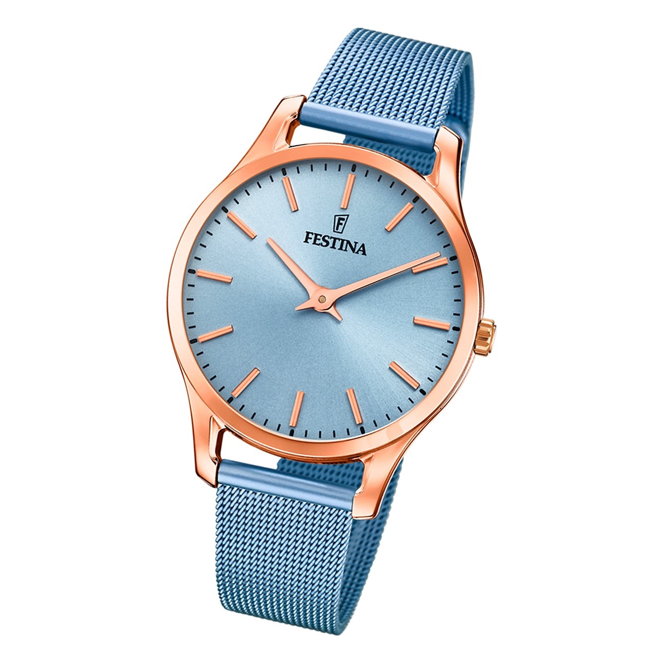 Festina Damen Armbanduhr Boyfriend F20507/2 Analog Edelstahl hellblau UF20507/2