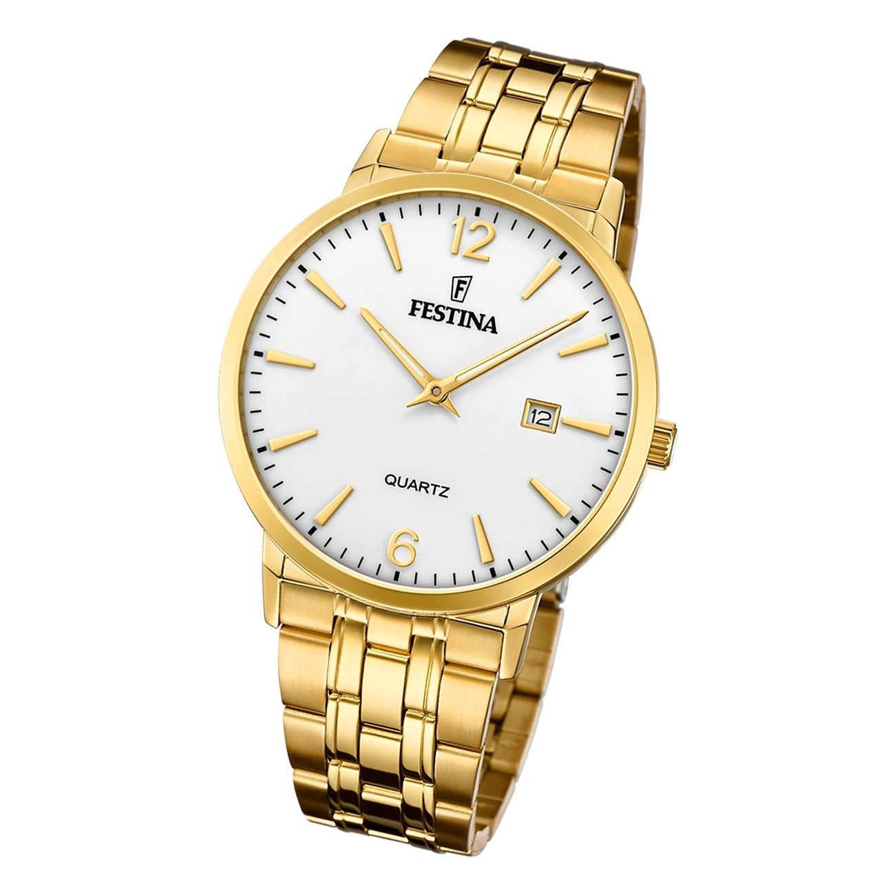 Festina Herren Armbanduhr Klassik F20513/2 Analog Edelstahl gold UF20513/2