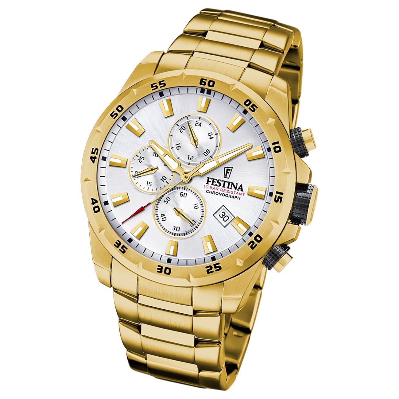 Festina Herrenuhr Chronograph Sport F20541/1 Armbanduhr Edelstahl gold UF20541/1