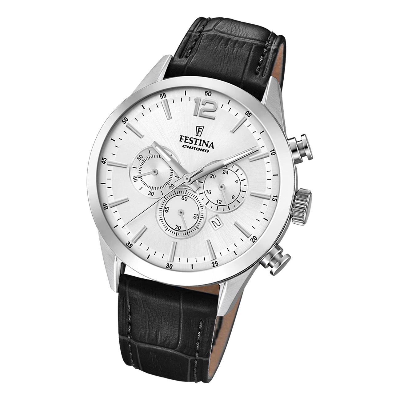 F20542/1 Armbanduhr Herren Timeless Chronograph schwarz Leder UF20542/1 Festina