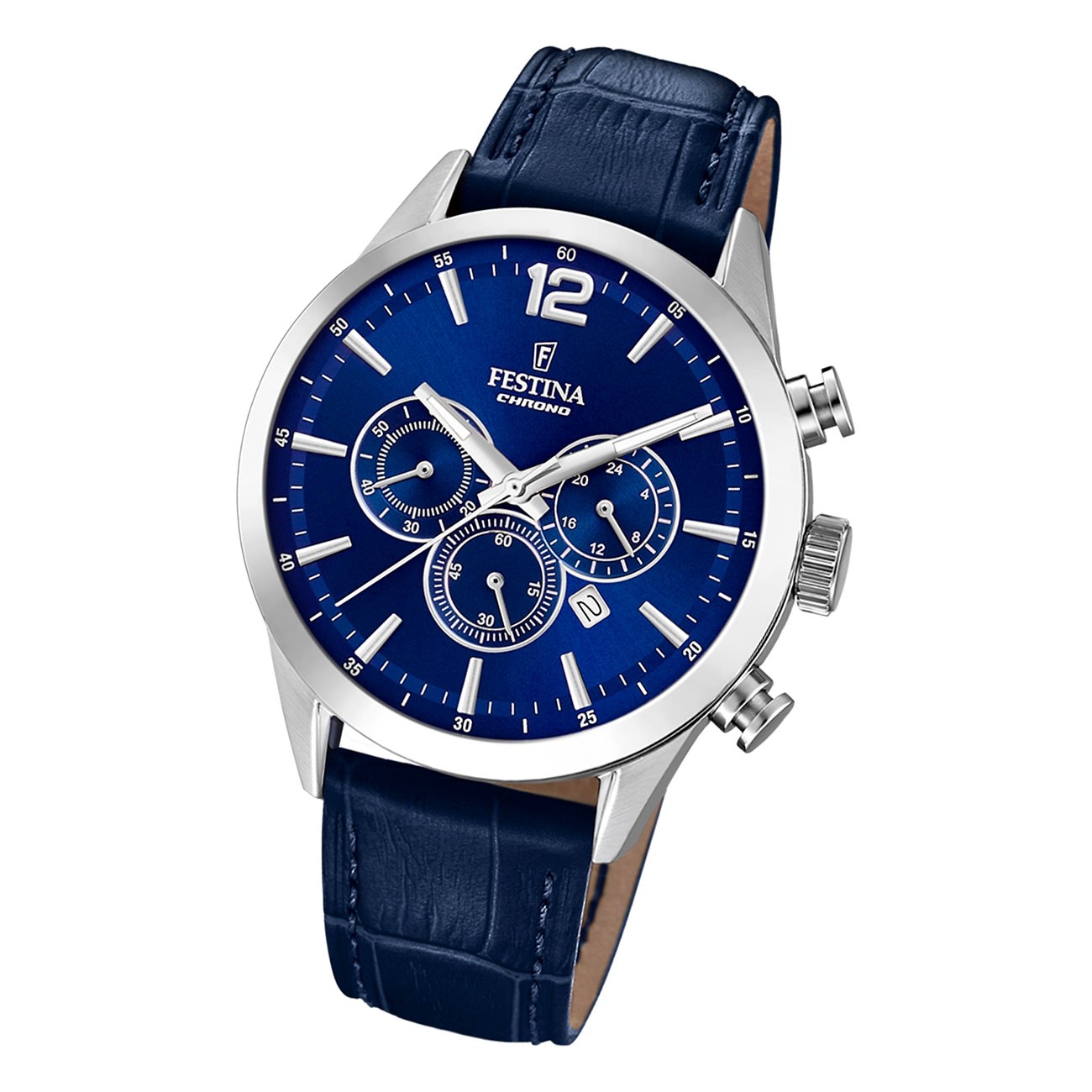 Festina Herren Armbanduhr Timeless Chronograph F20542/2 Leder blau UF20542/2