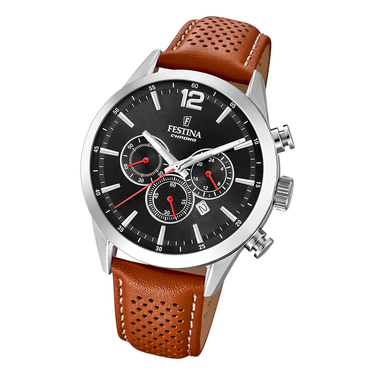 Festina Herren Armbanduhr Timeless Chronograph F20542/6 Leder braun UF20542/6