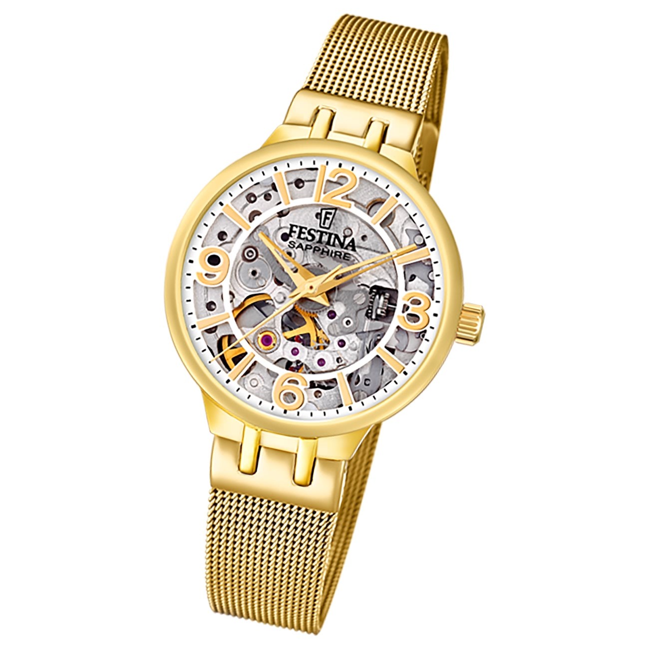 Festina Damenuhr Automatik F20580/1 Armbanduhr Edelstahl gold UF20580/1