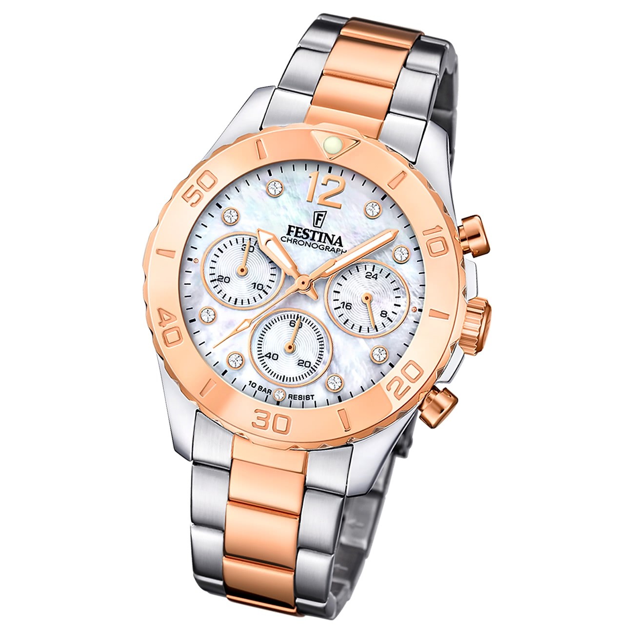 Festina Damenuhr Boyfriend F20605/1 Armbanduhr Edelstahl silber rosé UF20605/1