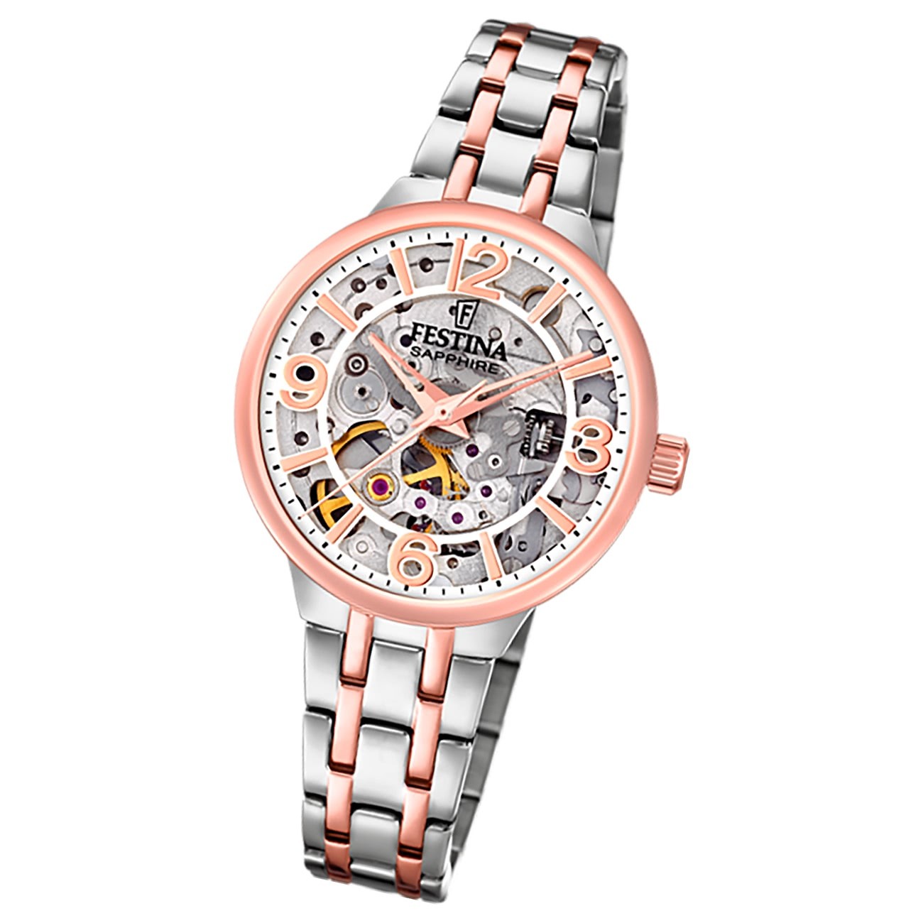 Festina Damenuhr Automatik F20615/1 Armbanduhr Edelstahl silber rosé UF20615/1