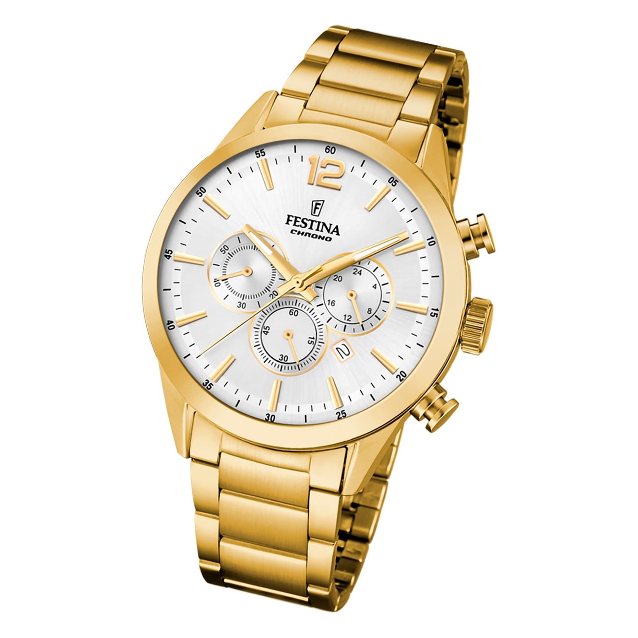 Festina Herrenuhr Edelstahl gold Timeless Chronograph Armbanduhr UF20633/1