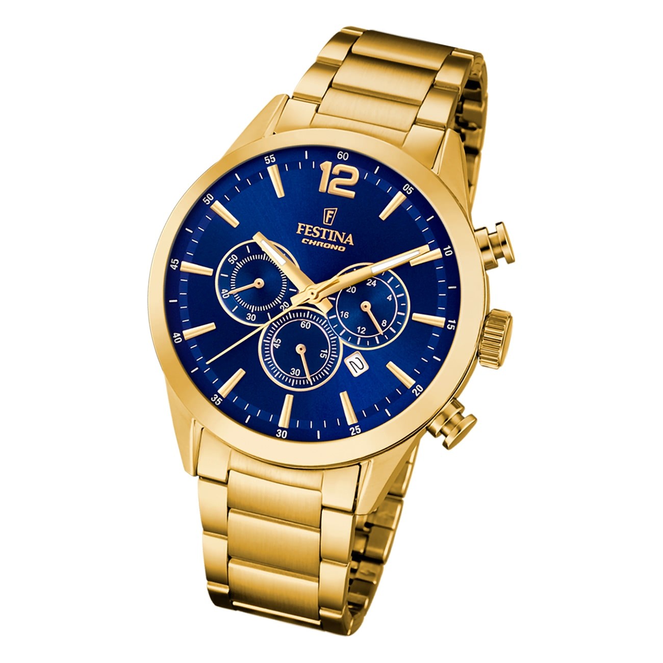 Festina Herrenuhr Edelstahl gold Timeless Chronograph Armbanduhr UF20633/2