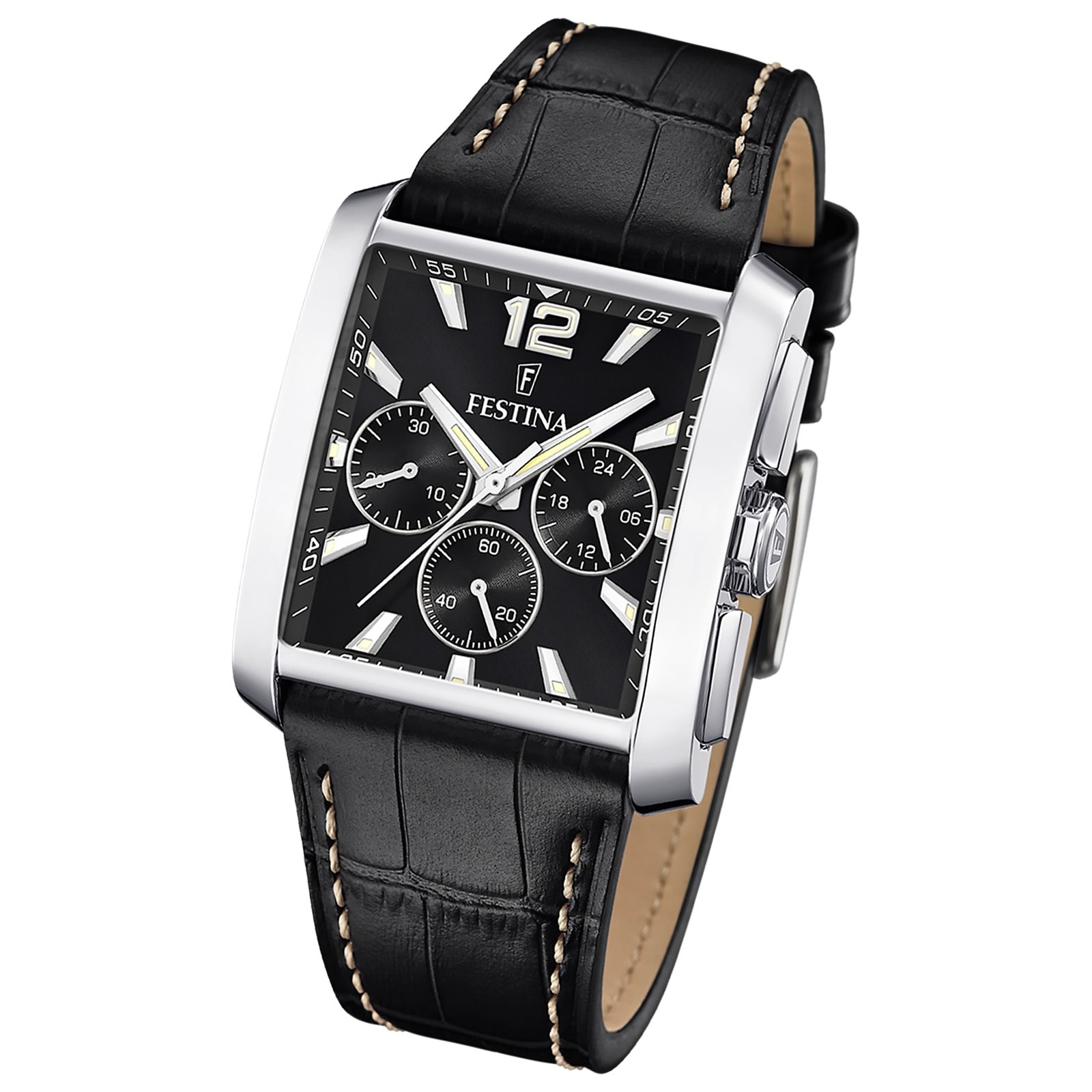 Festina Herrenuhr Leder schwarz Timeless Chronograph Armbanduhr UF20636/4