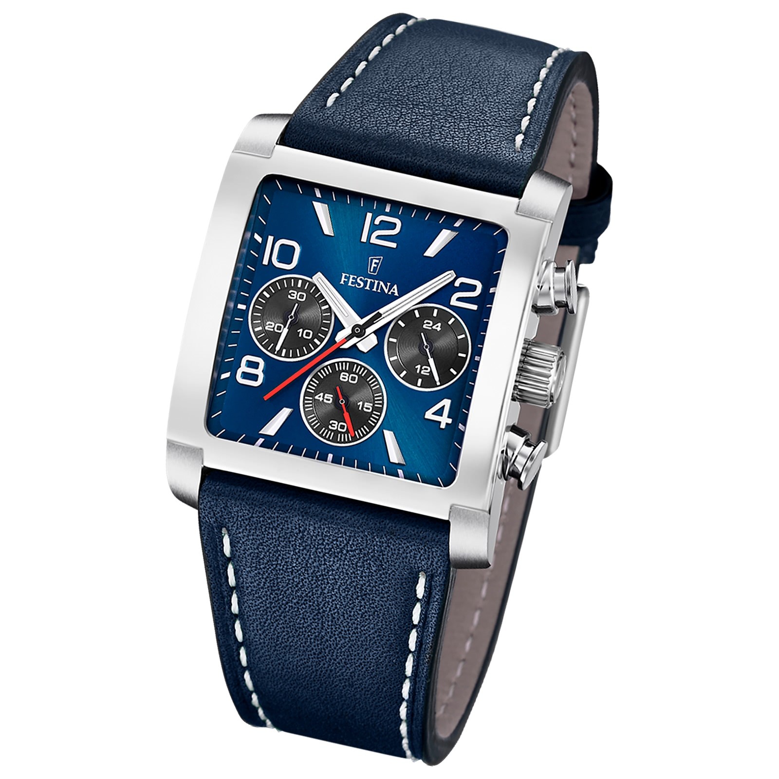 Festina Herrenuhr Leder blau Festina Timeless Chronograph Armbanduhr UF20653/1