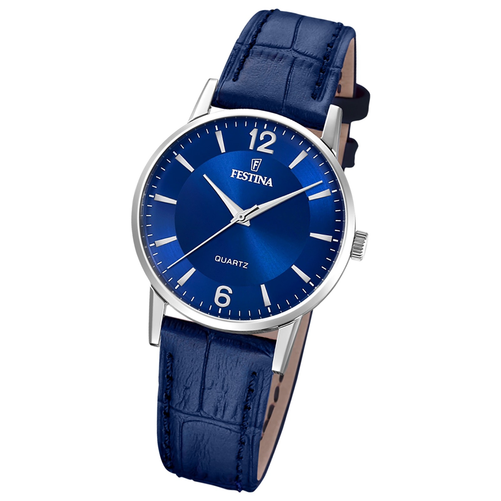 Festina Herrenuhr Klassik Armbanduhr Leder blau UF20691/4