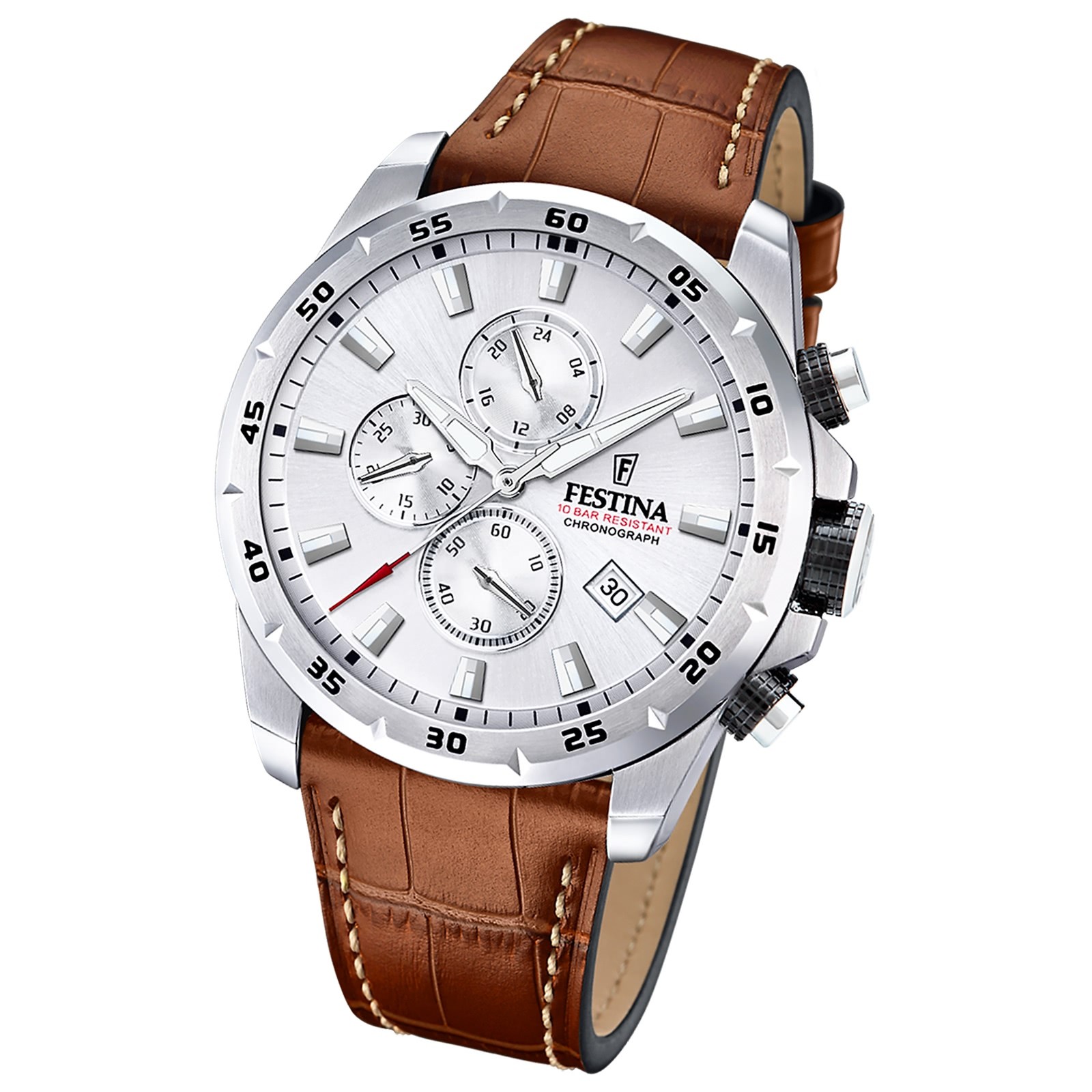 Festina Herrenuhr Leder braun Festina Timeless Chronograph Armbanduhr UF20692/1