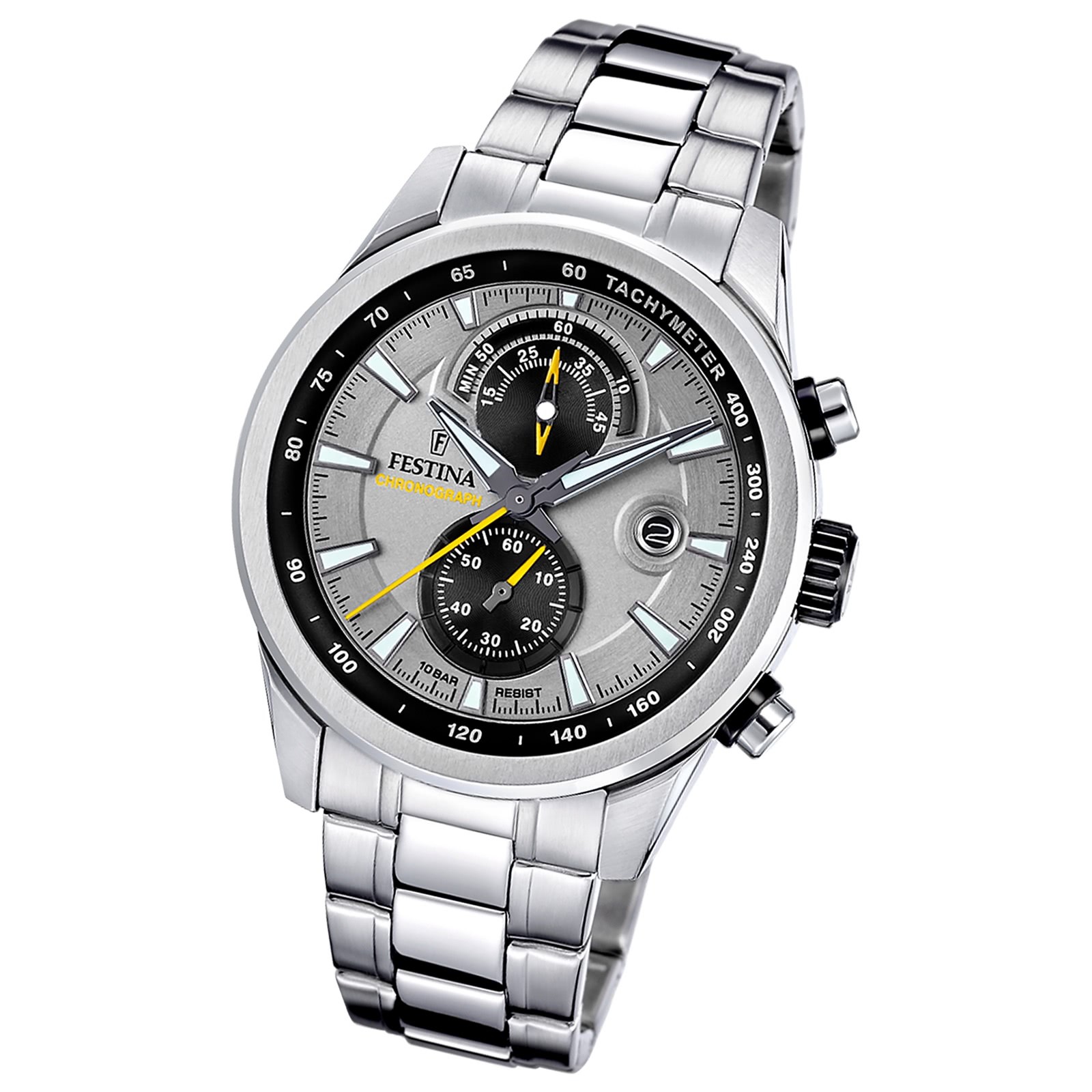 Festina Herrenuhr Timeless Chronograph Armbanduhr Edelstahl silber UF20694/4