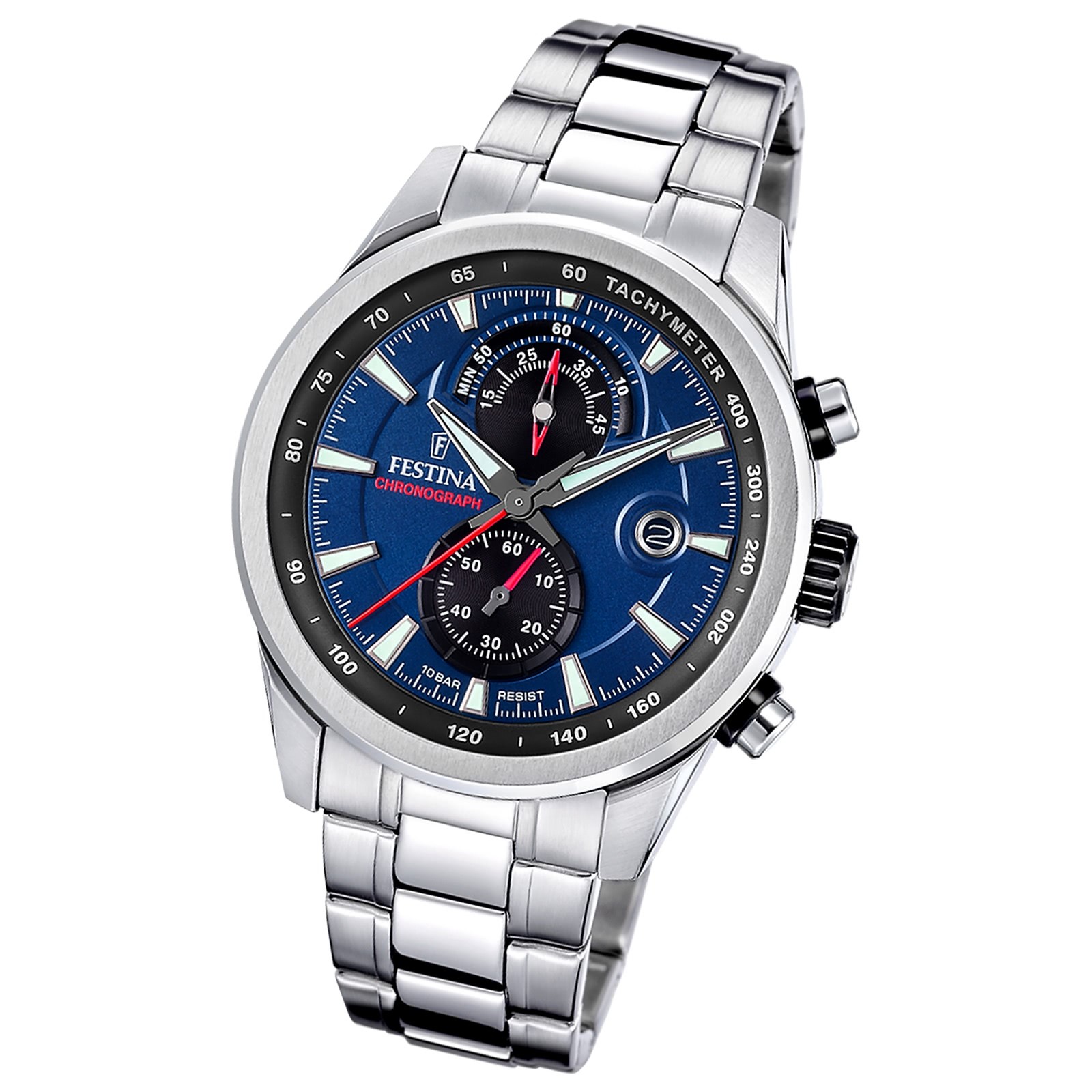 Festina Herrenuhr Timeless Chronograph Armbanduhr Edelstahl silber UF20694/5