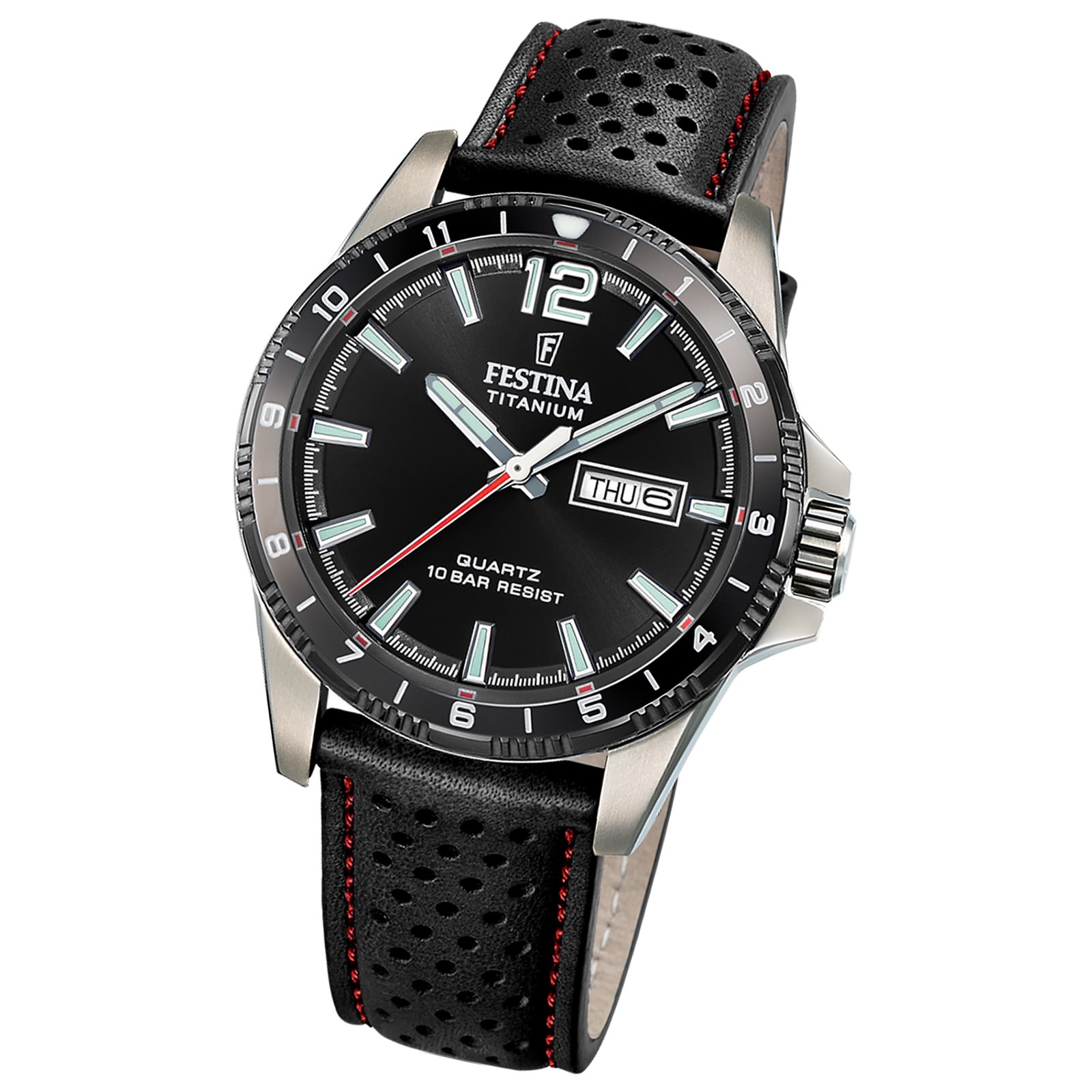 Festina Herrenuhr Titanium Armbanduhr Leder schwarz UF20699/4