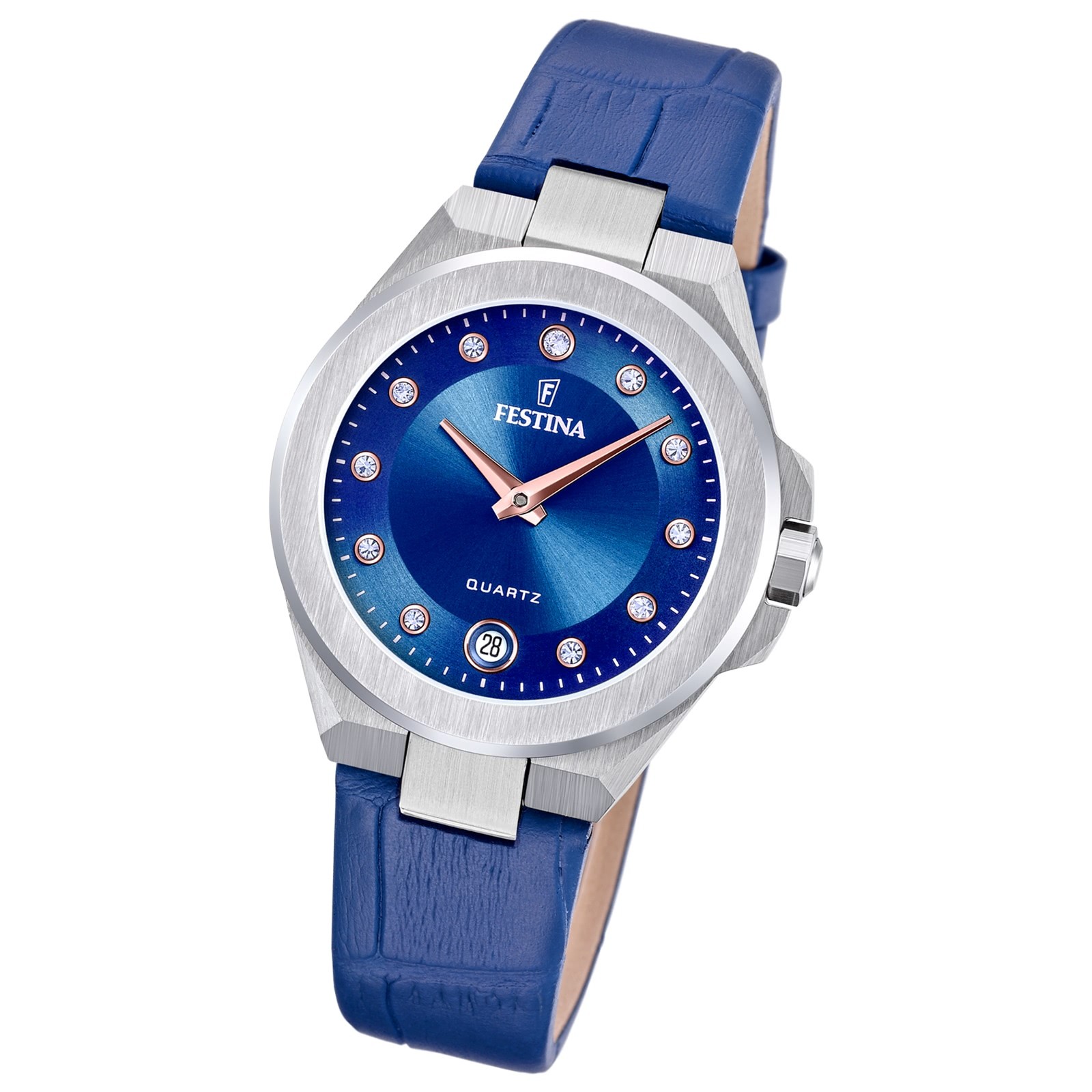 Festina Damenuhr Mademoiselle Armbanduhr Leder dunkelblau UF20701/4