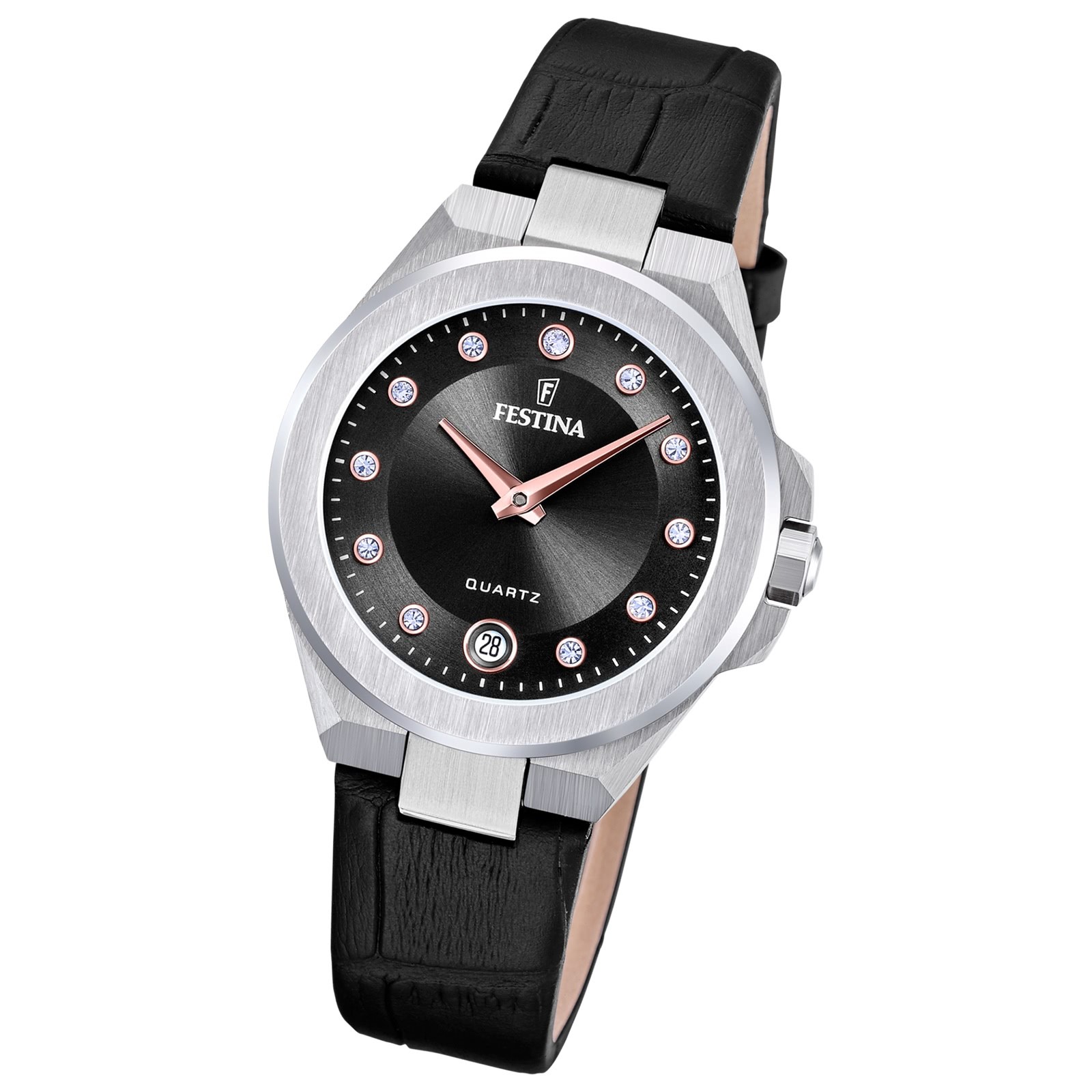 Festina Damenuhr Mademoiselle Armbanduhr Leder schwarz UF20701/5