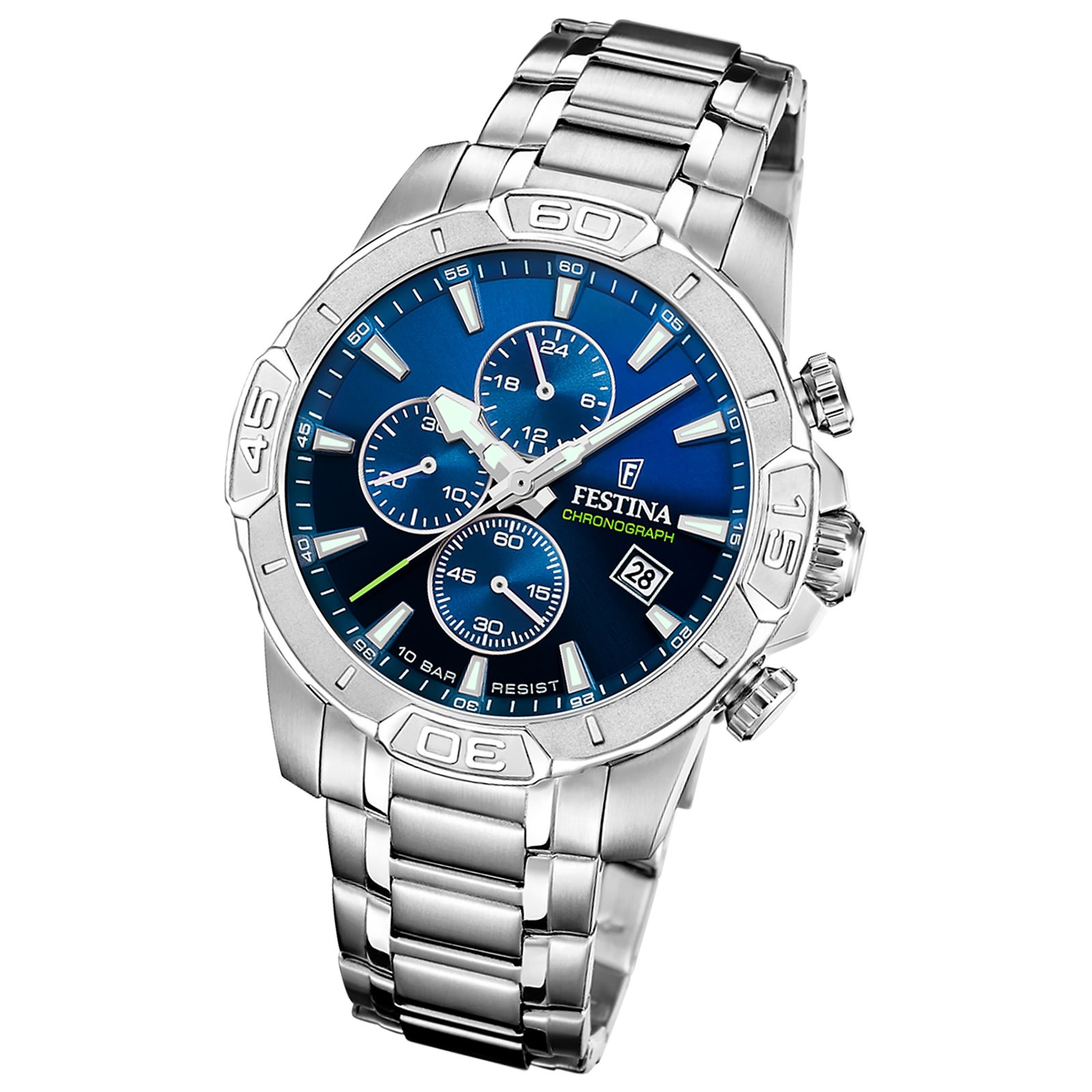 Festina Herrenuhr Timeless Chronograph Armbanduhr Edelstahl silber UF20704/4