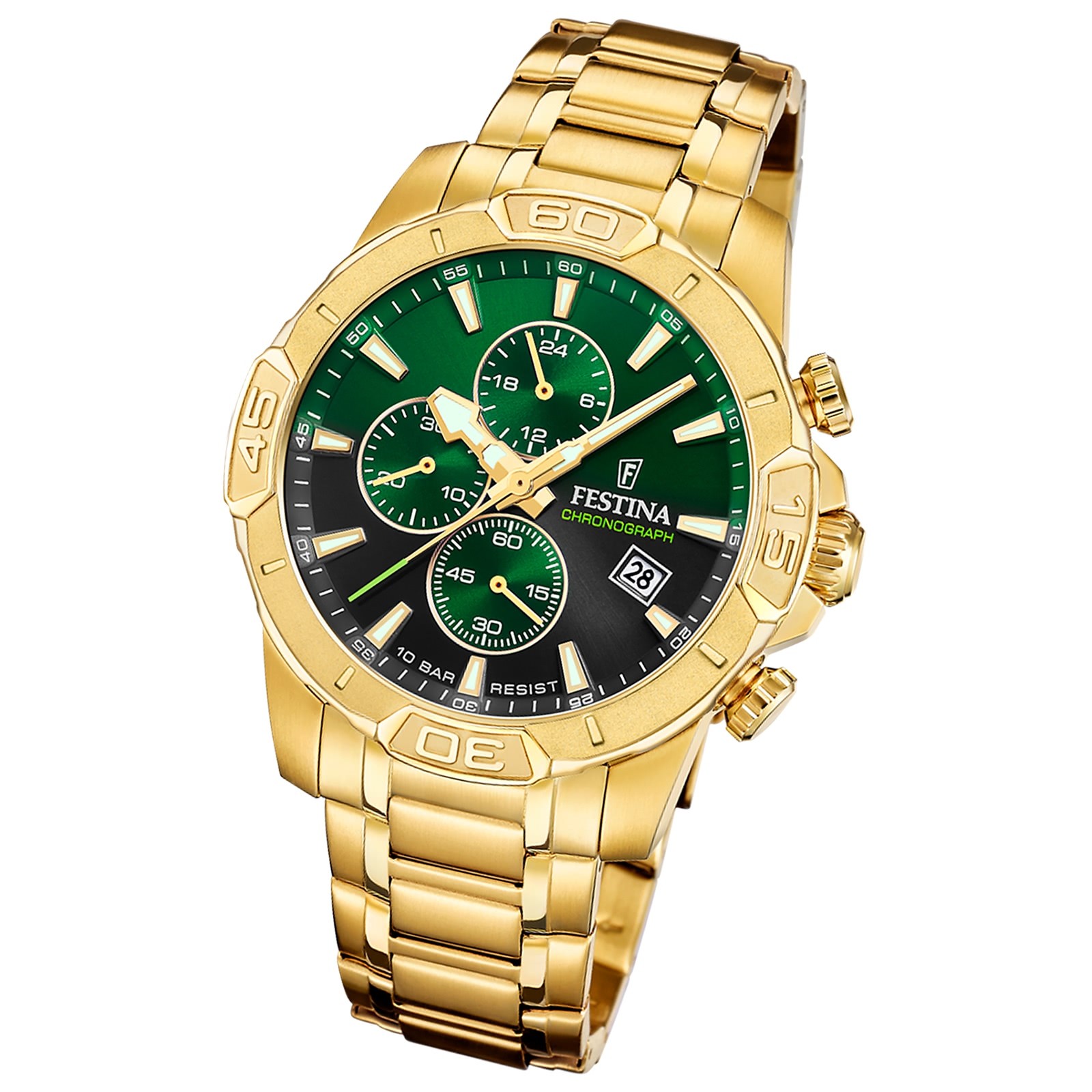 Festina Herrenuhr Timeless Chronograph Armbanduhr Edelstahl gold UF20705/6