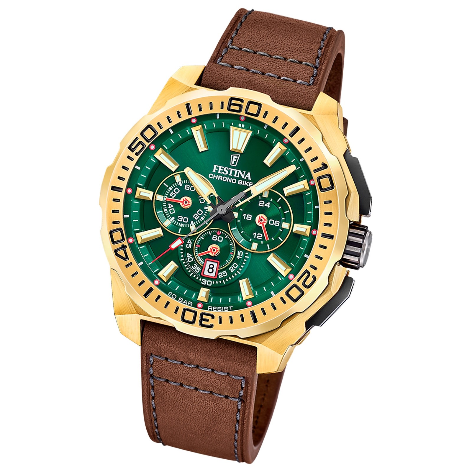 Festina Herrenuhr Chrono Bike Armbanduhr Leder dunkelbraun UF20728/2