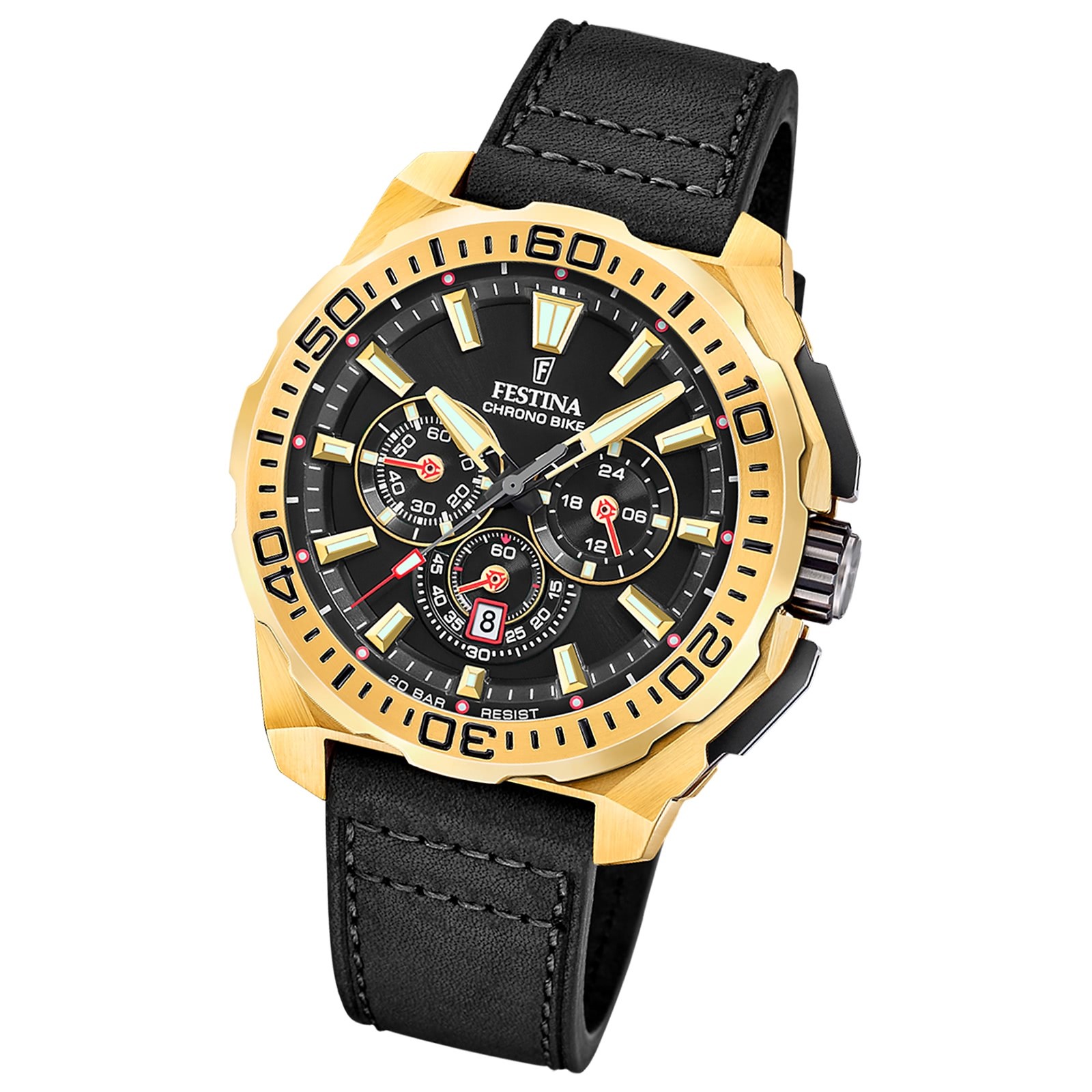 Festina Herrenuhr Chrono Bike Armbanduhr Leder schwarz UF20728/3