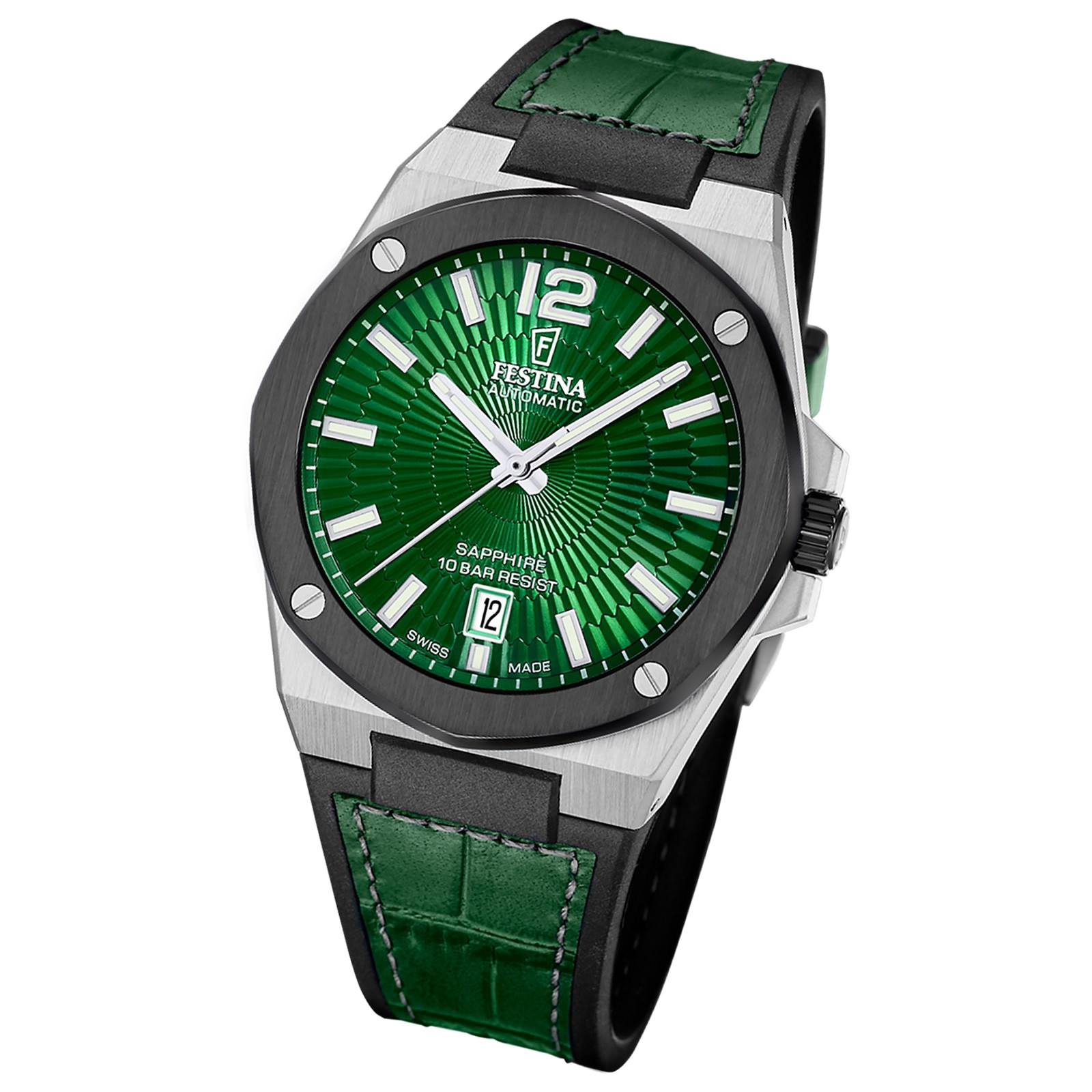 Festina Herrenuhr Automatik Armbanduhr Leder schwarz UF22005/3