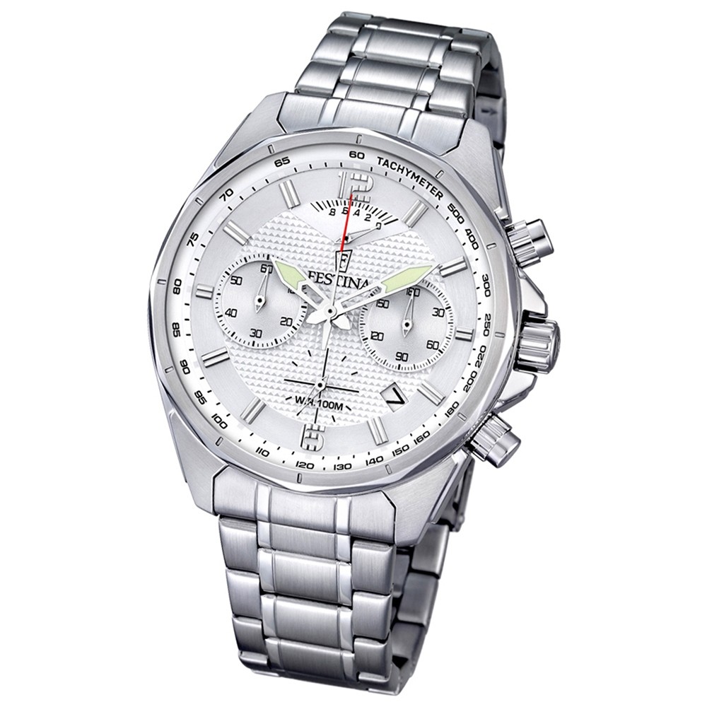 FESTINA Herren-Armbanduhr Timeless Chronograph Quarz Edelstahl silber UF6835/1