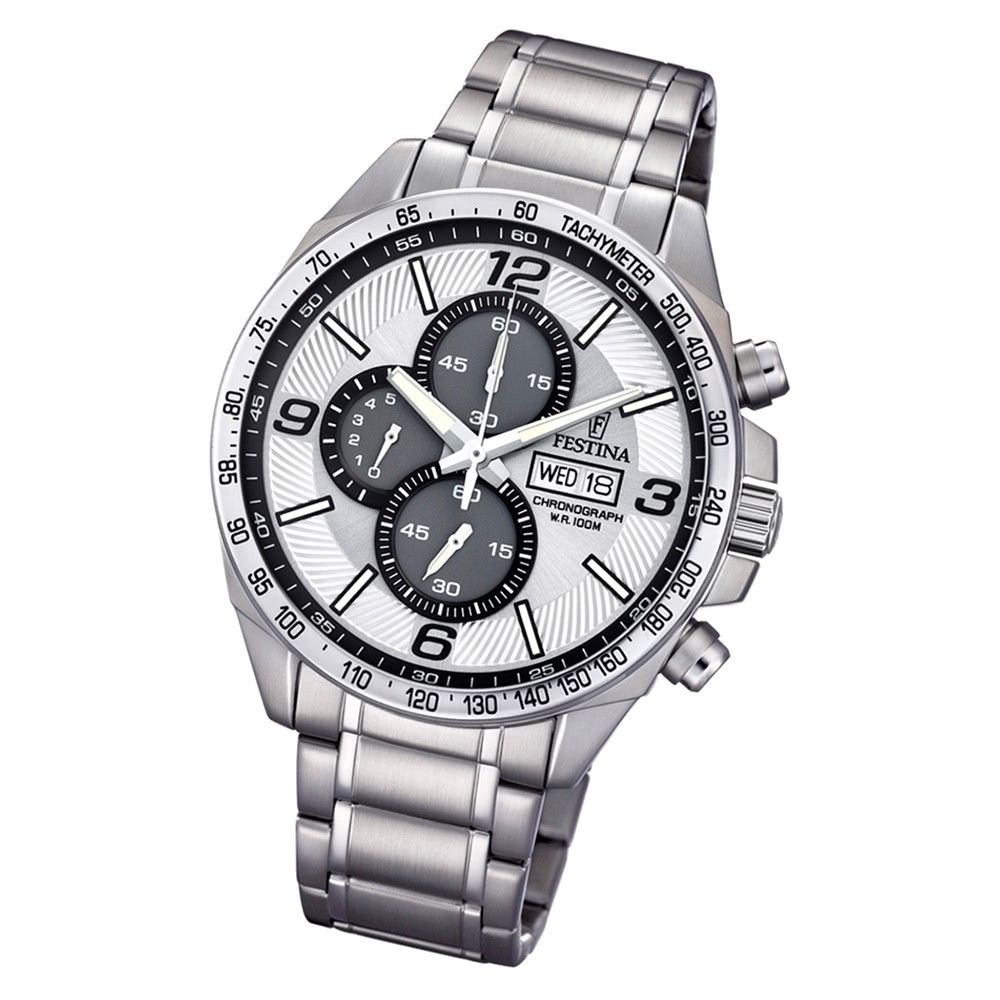 Festina Herren Armbanduhr Chronograph F6861/1 Quarz Edelstahl UF6861/1