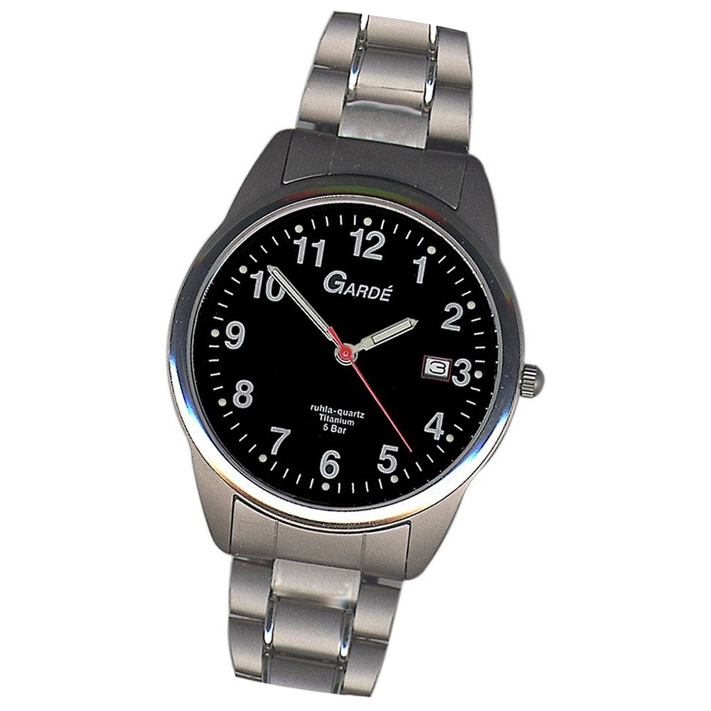 GARDE Herren Armbanduhr Quarzuhr Elegance 1310-6 Titan-Armband Uhr UGA13106
