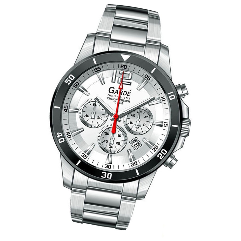 GARDE Herren-Uhr Quarzuhr Chrono 28402 Edelstahl-Armbanduhr UGA28402