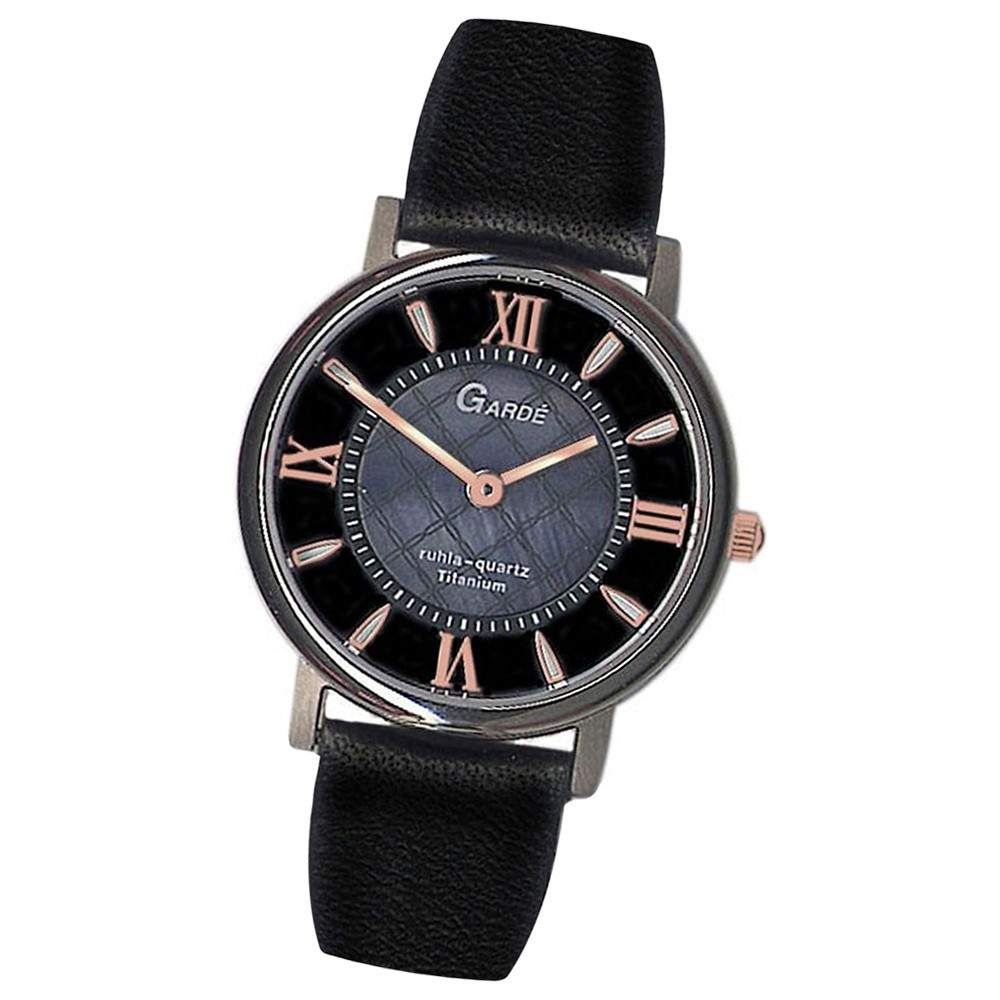 GARDE Damen-Armbanduhr Quarzuhr Elegance 7973-6 Lederarmband Uhr UGA79736