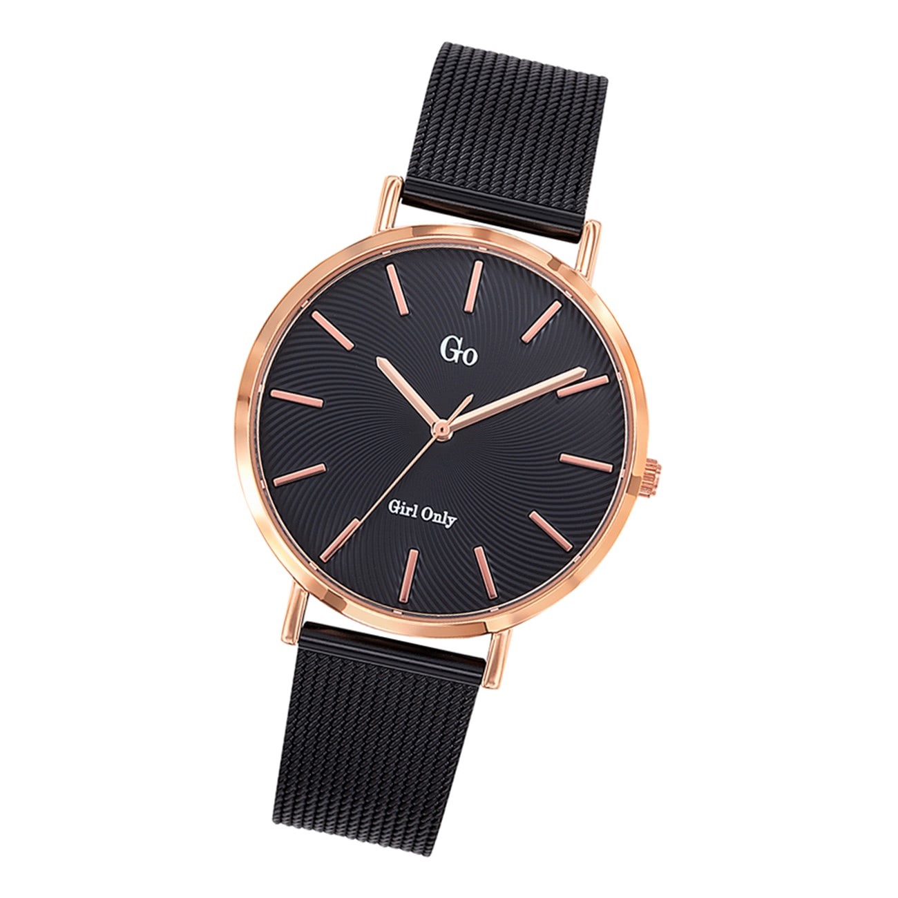 Girl Only GO Damenuhr Analog Quarzuhr mit Edelstahlarmband schwarz UGO695999