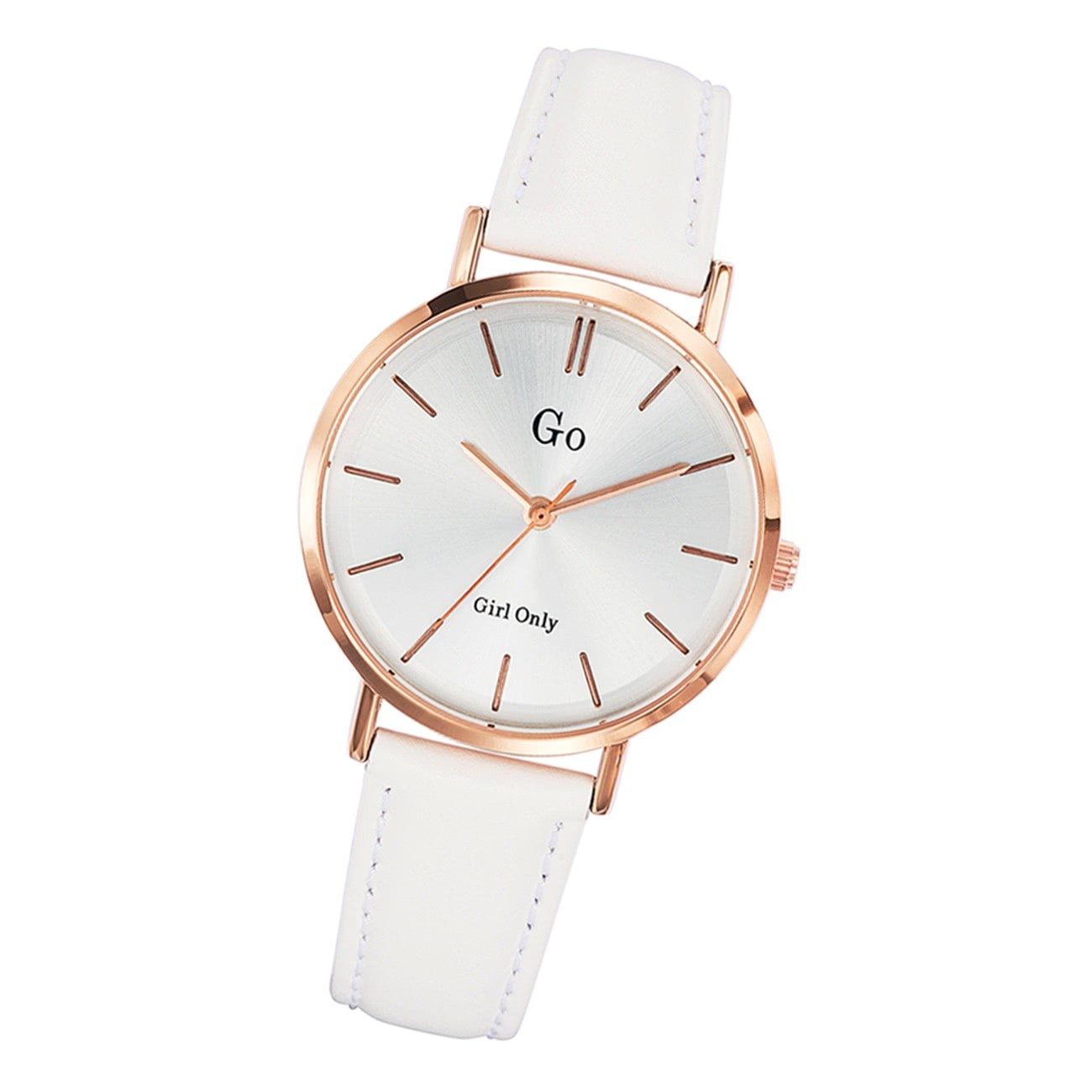 Girl Only GO Damenuhr Analog Quarzuhr mit Lederarmband weiß UGO698943