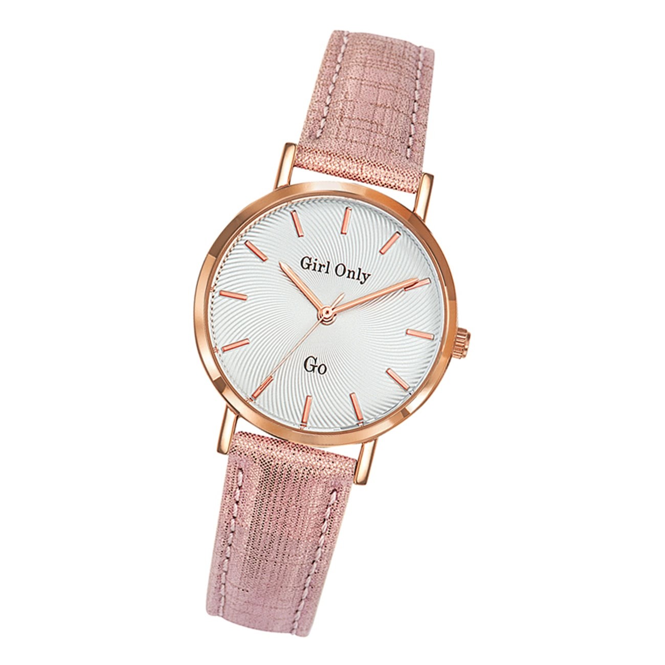 Girl Only Damen Armbanduhr GO 699073 Analog Quarz Uhr Leder rosa UGO699073