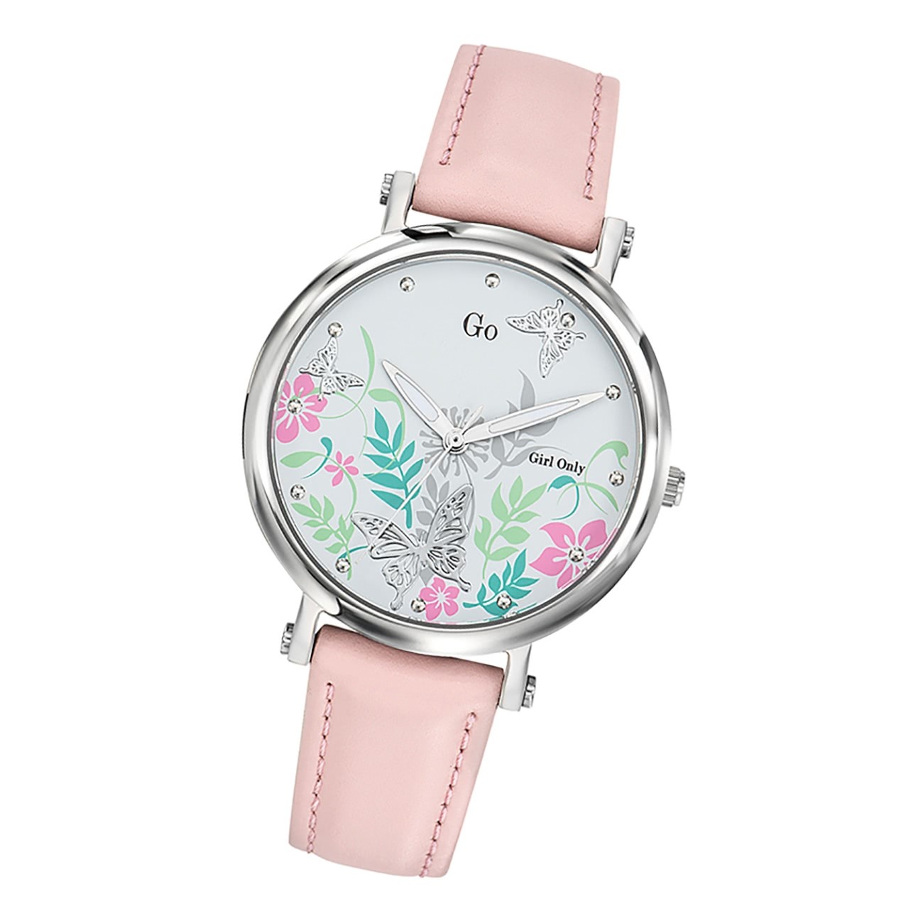 Girl Only Damen Armbanduhr GO 699100 Analog Quarz Uhr Leder rosa UGO699100