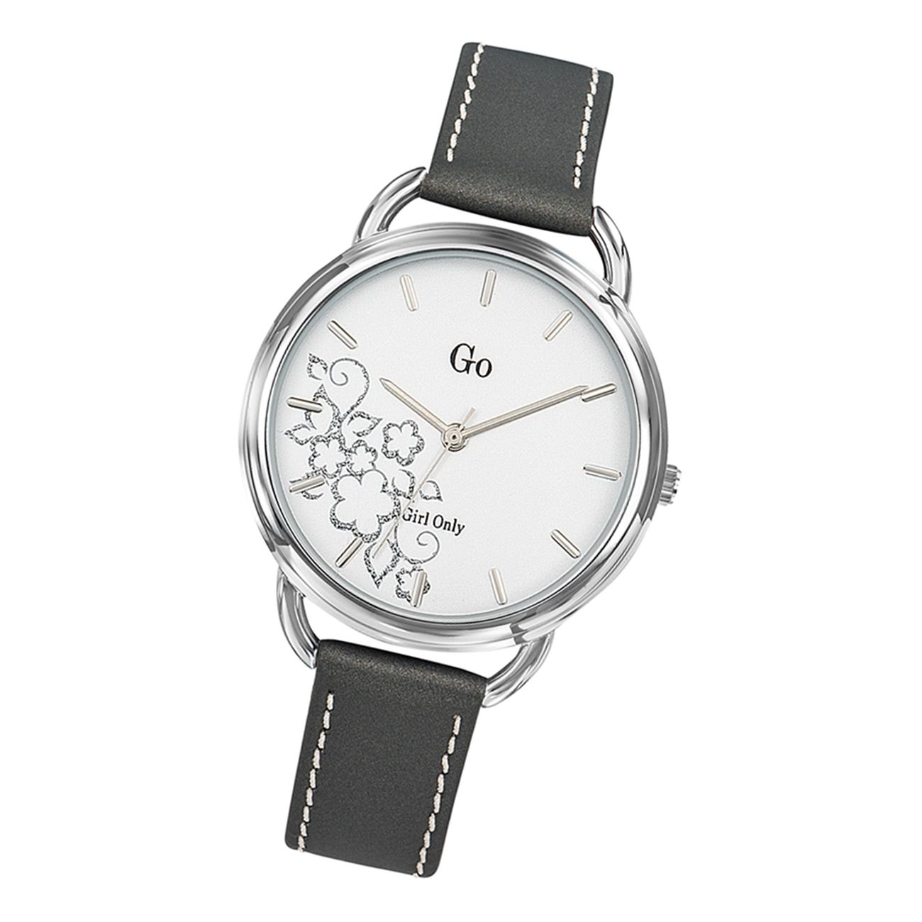 Girl Only GO Damenuhr Analog Quarzuhr mit Lederarmband grau weiß UGO699107