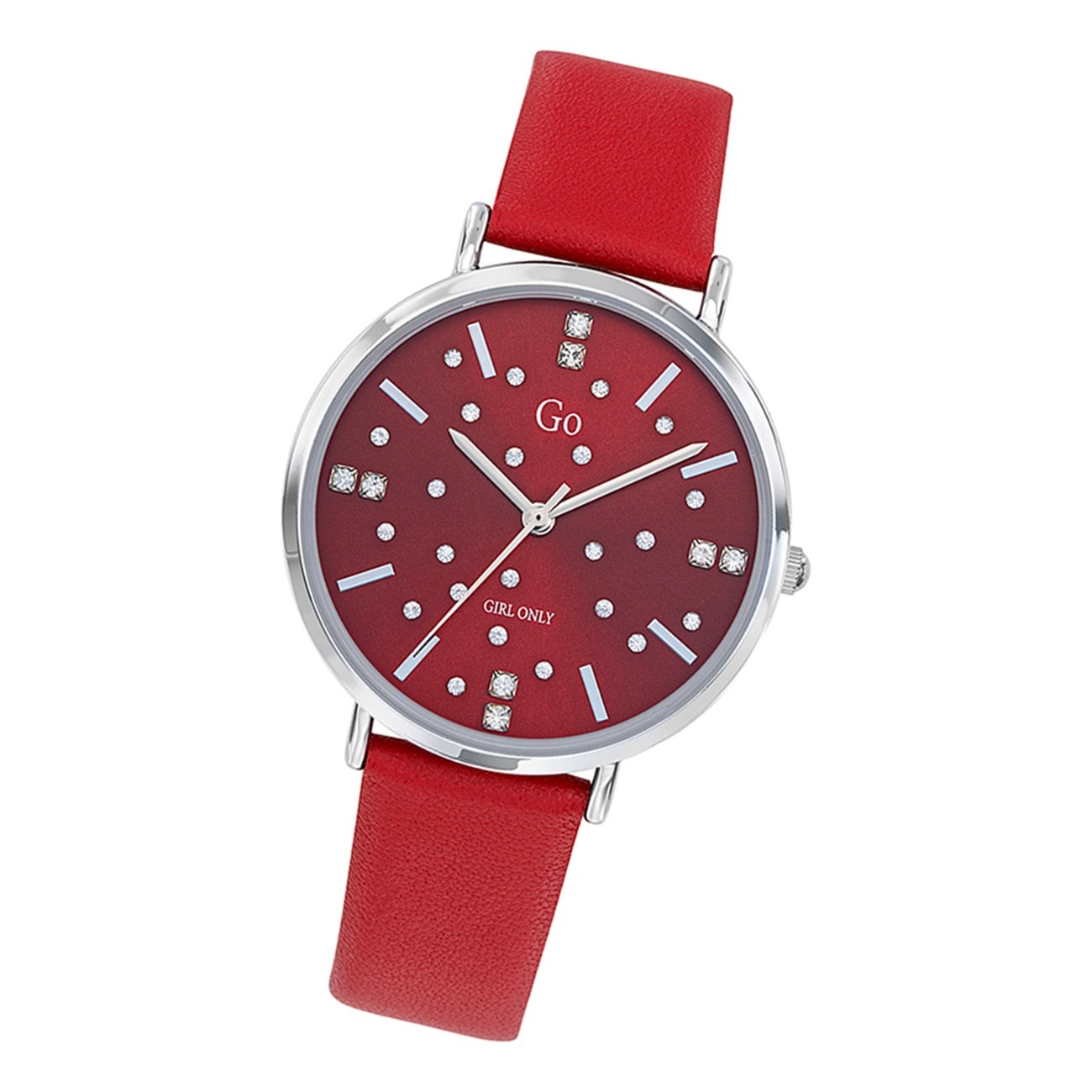 Girl Only Damen Armbanduhr GO 699281 Analog Quarz Uhr Leder rot UGO699281