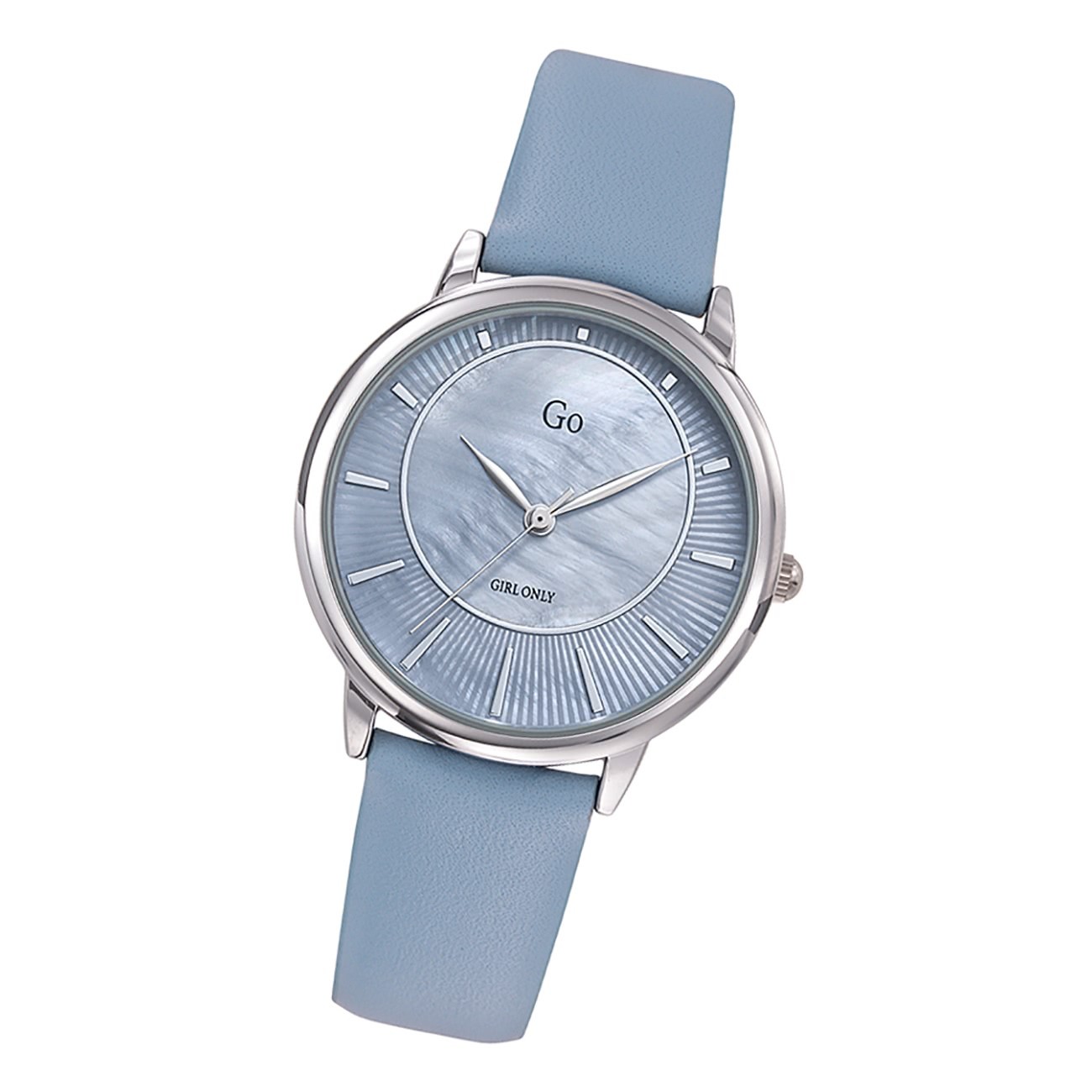 Girl Only GO Damenuhr Analog Quarzuhr mit Lederarmband hellblau UGO699321